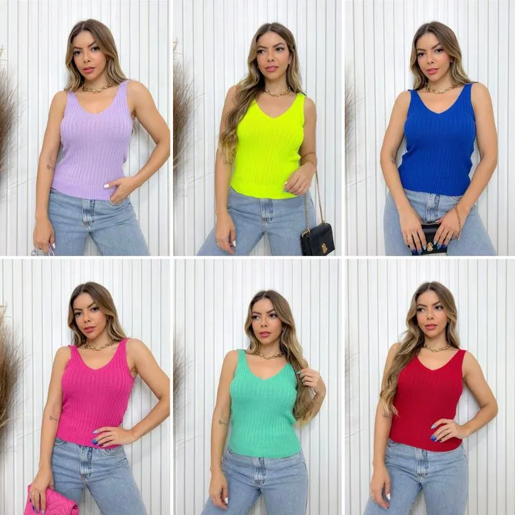 Regata canelado tricô verão fashion moda feminina