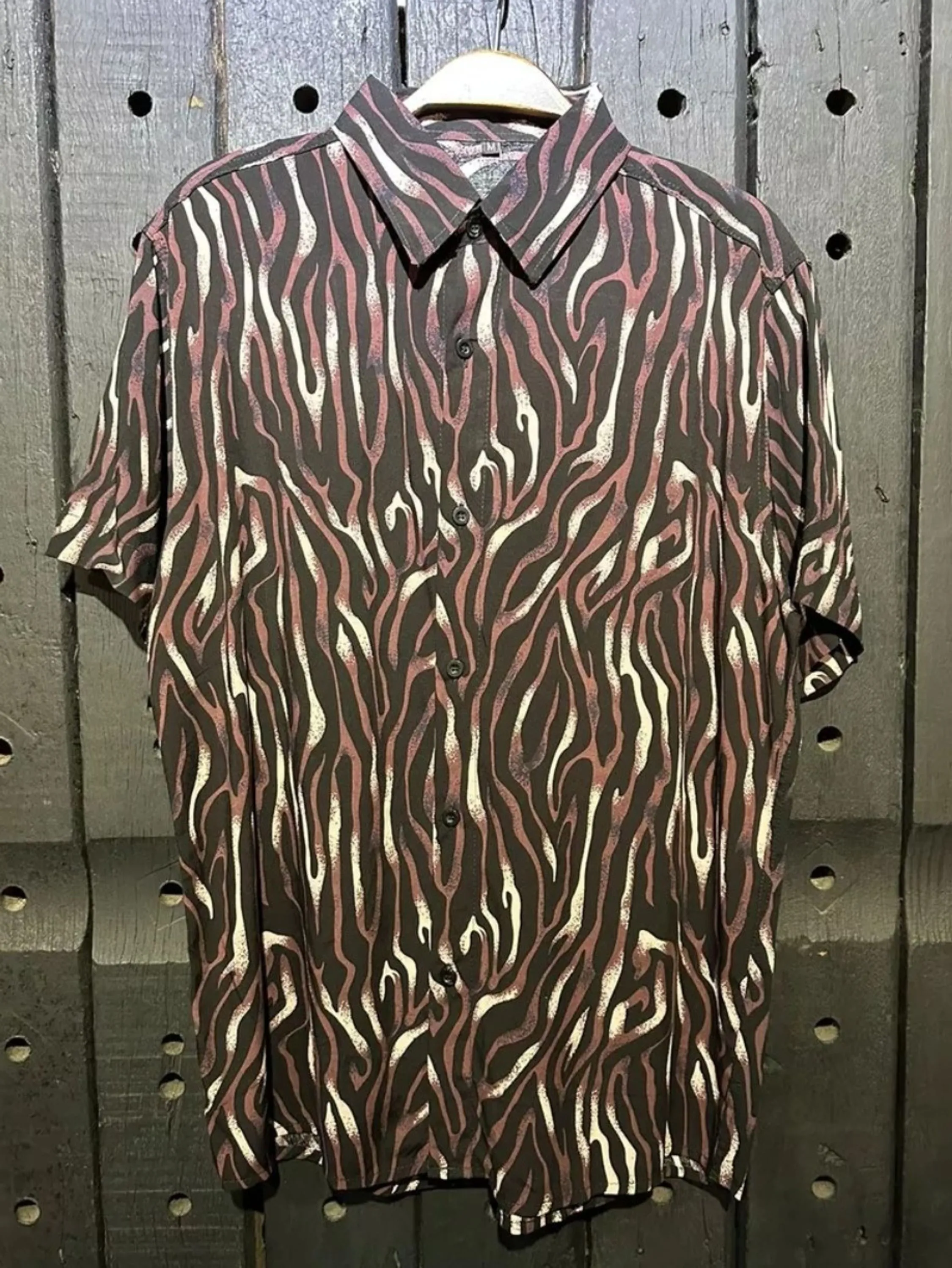 Camisa Masculina Social Animal Print Manga Curta