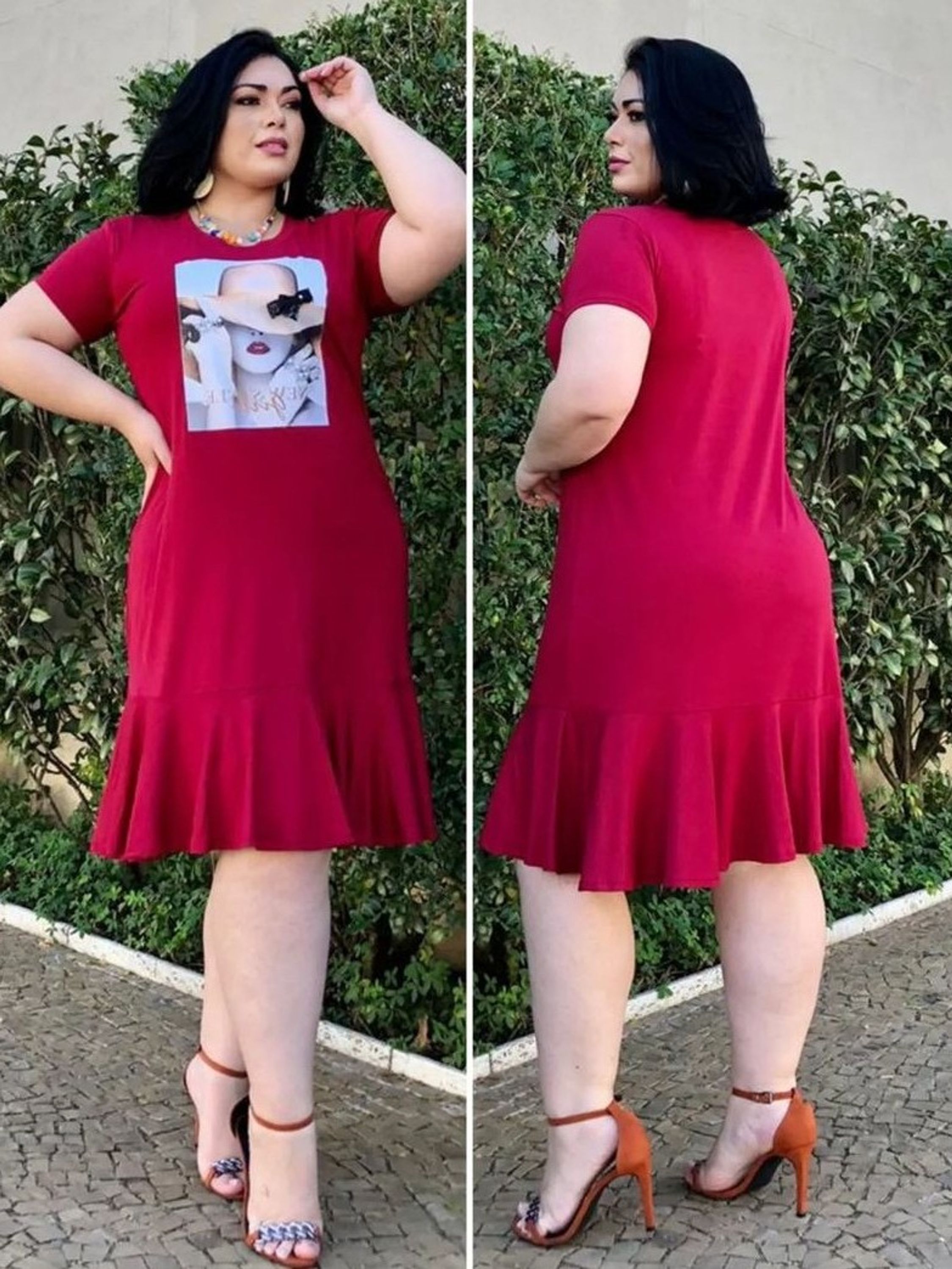 Vestido Plus Size Feminino estampa ⭐