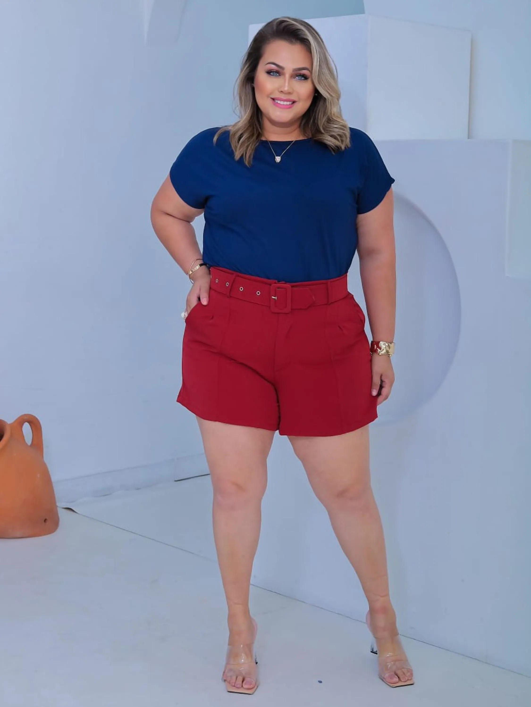 Short Alfaiataria Plus Size Cinto Forrado ⭐⭐