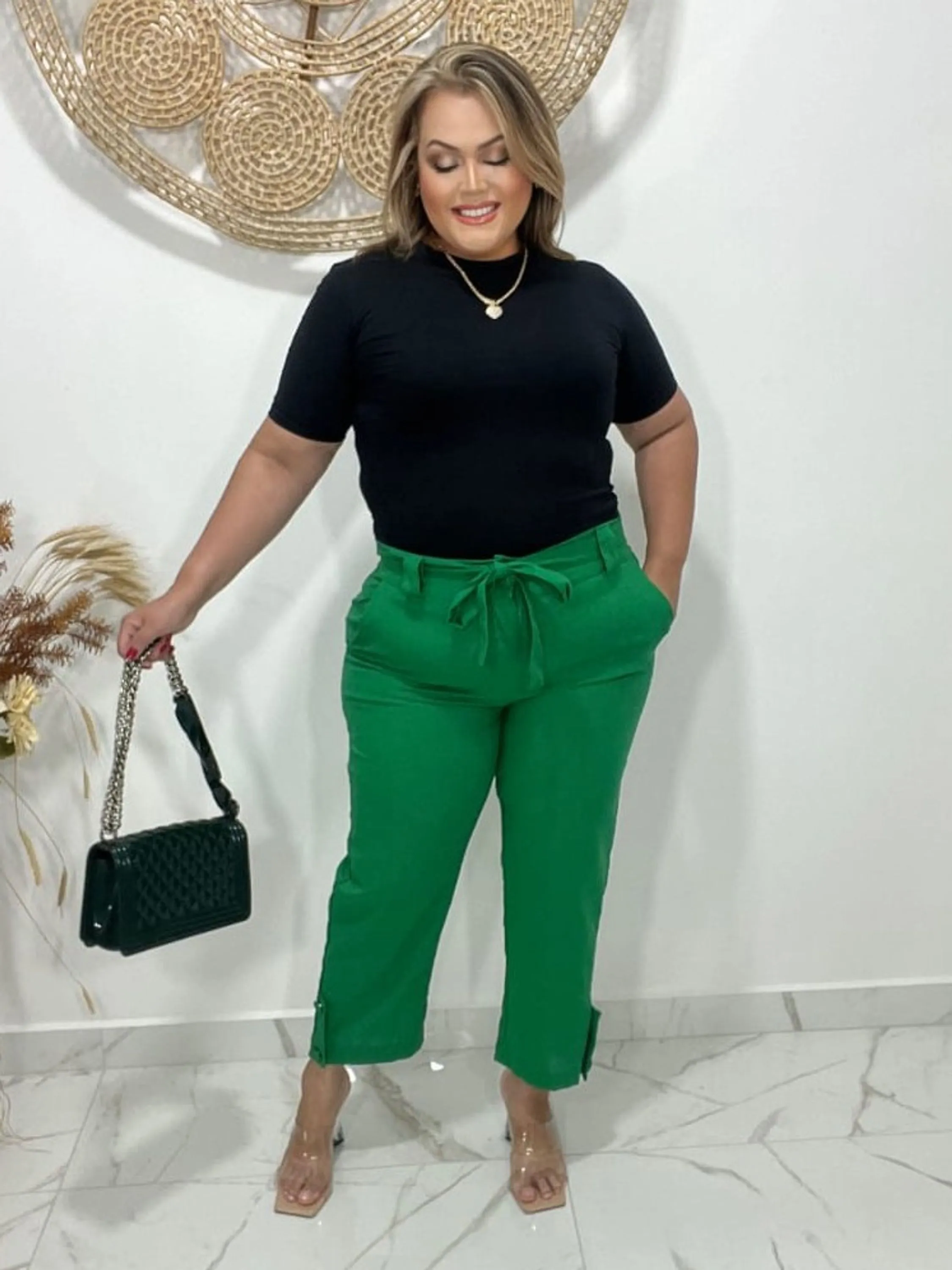 Calça Plus Size Linho Pantacour ⭐⭐