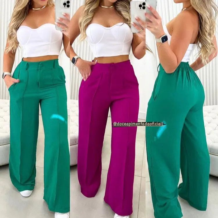 Calça Pantalona Duna Botão Doce Apimentada