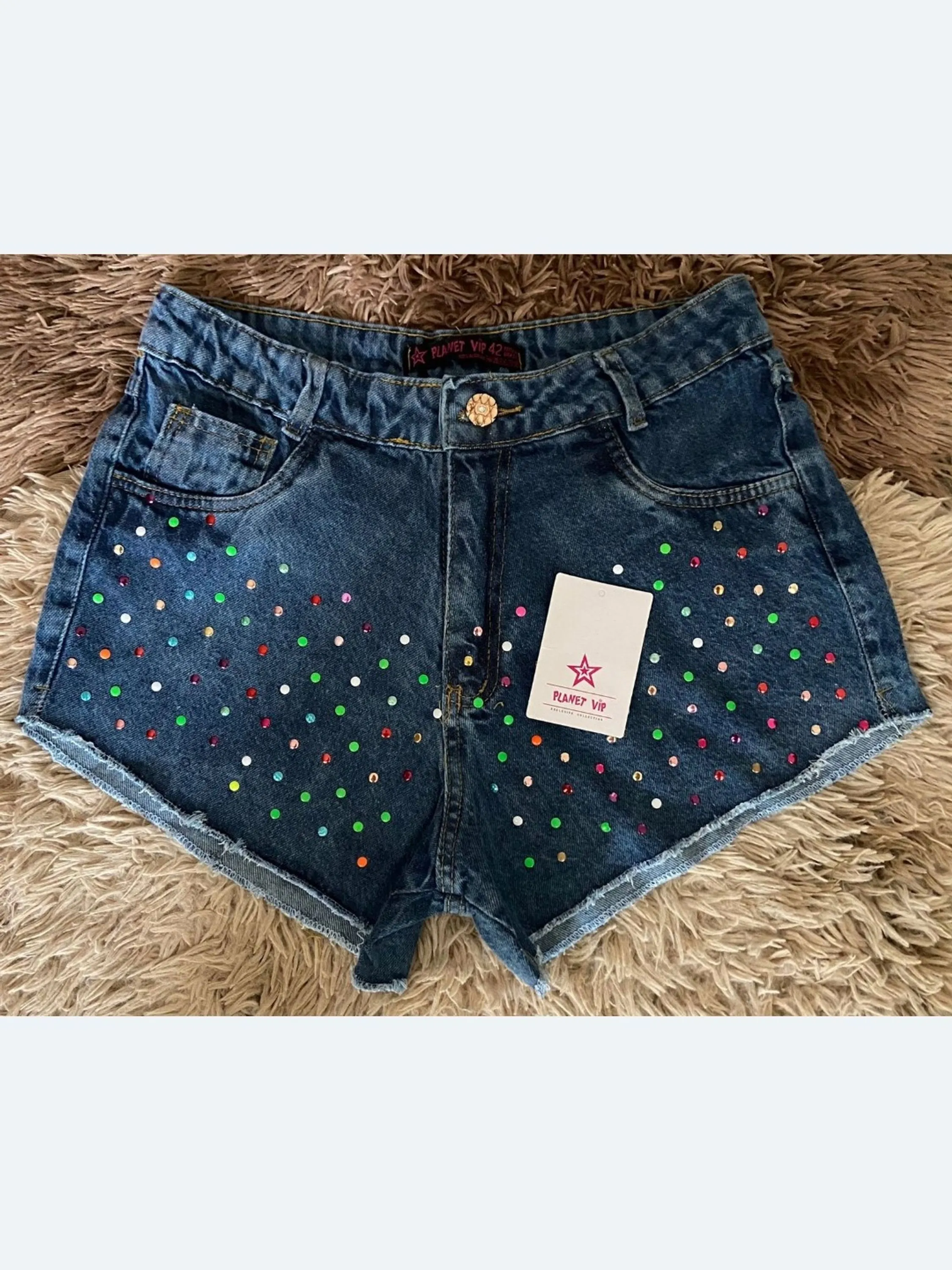 shorts jeans com pedra feminina