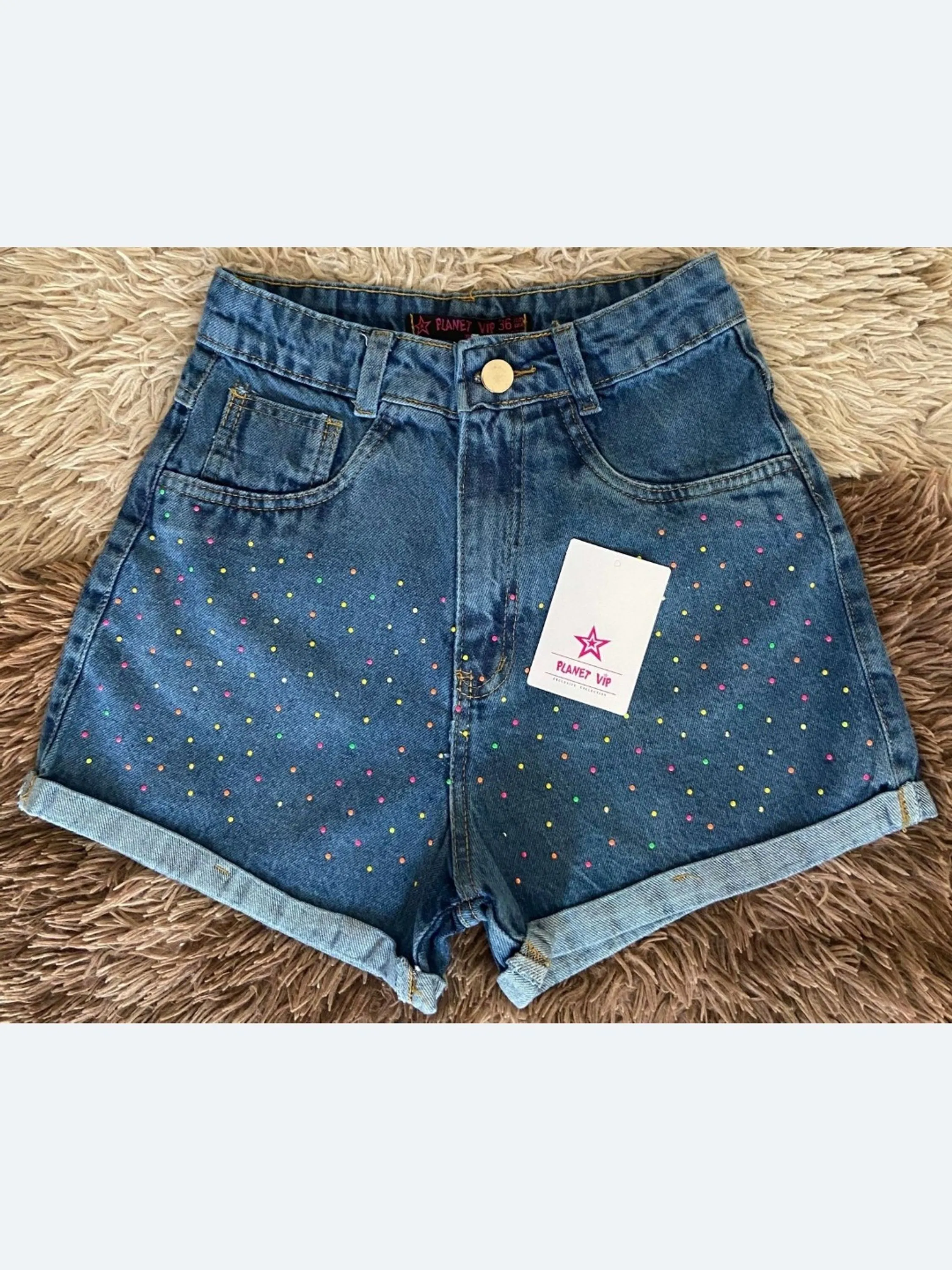 shorts jeans com pedra feminina