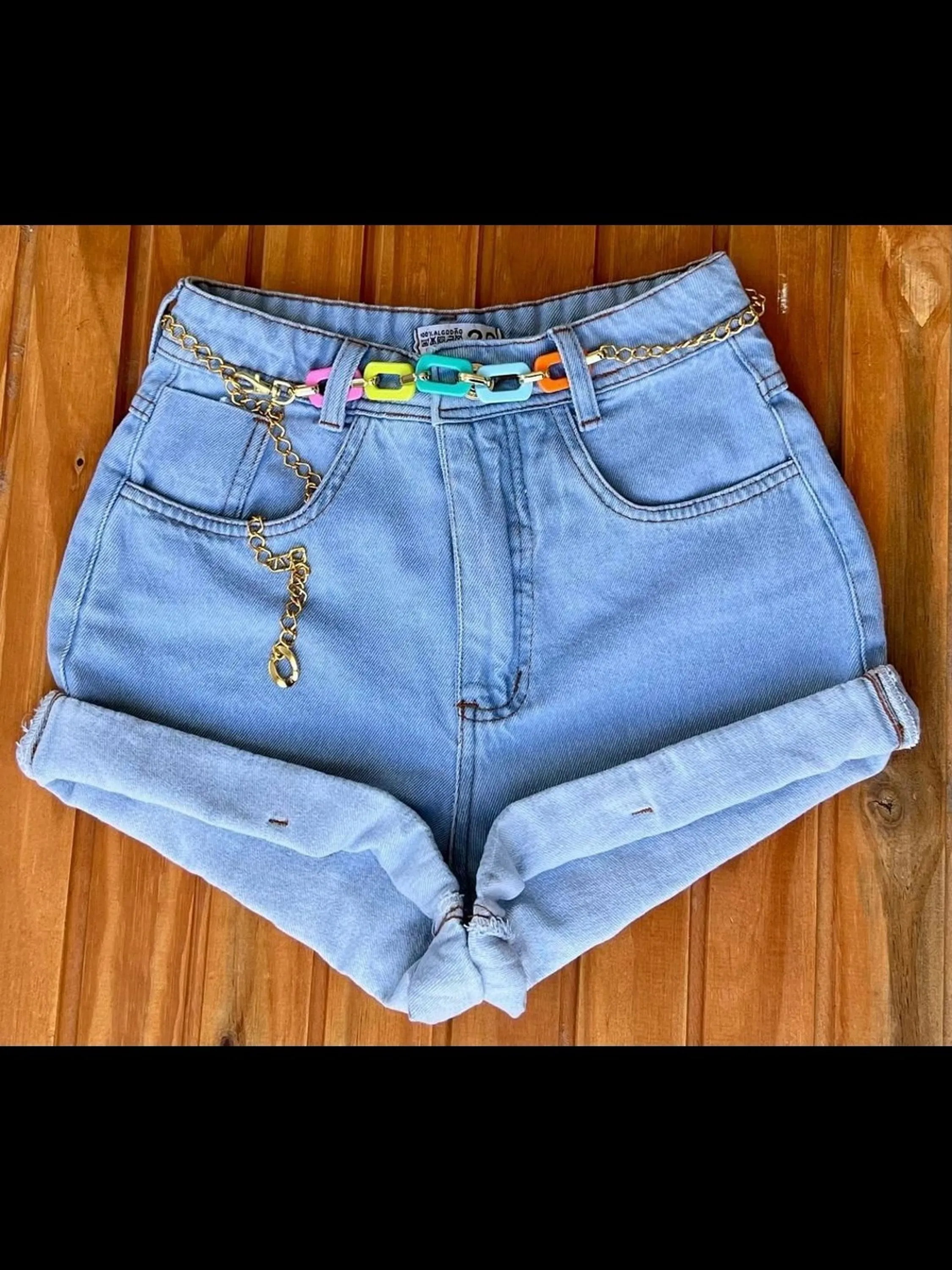 shorts jeans com cinto feminina