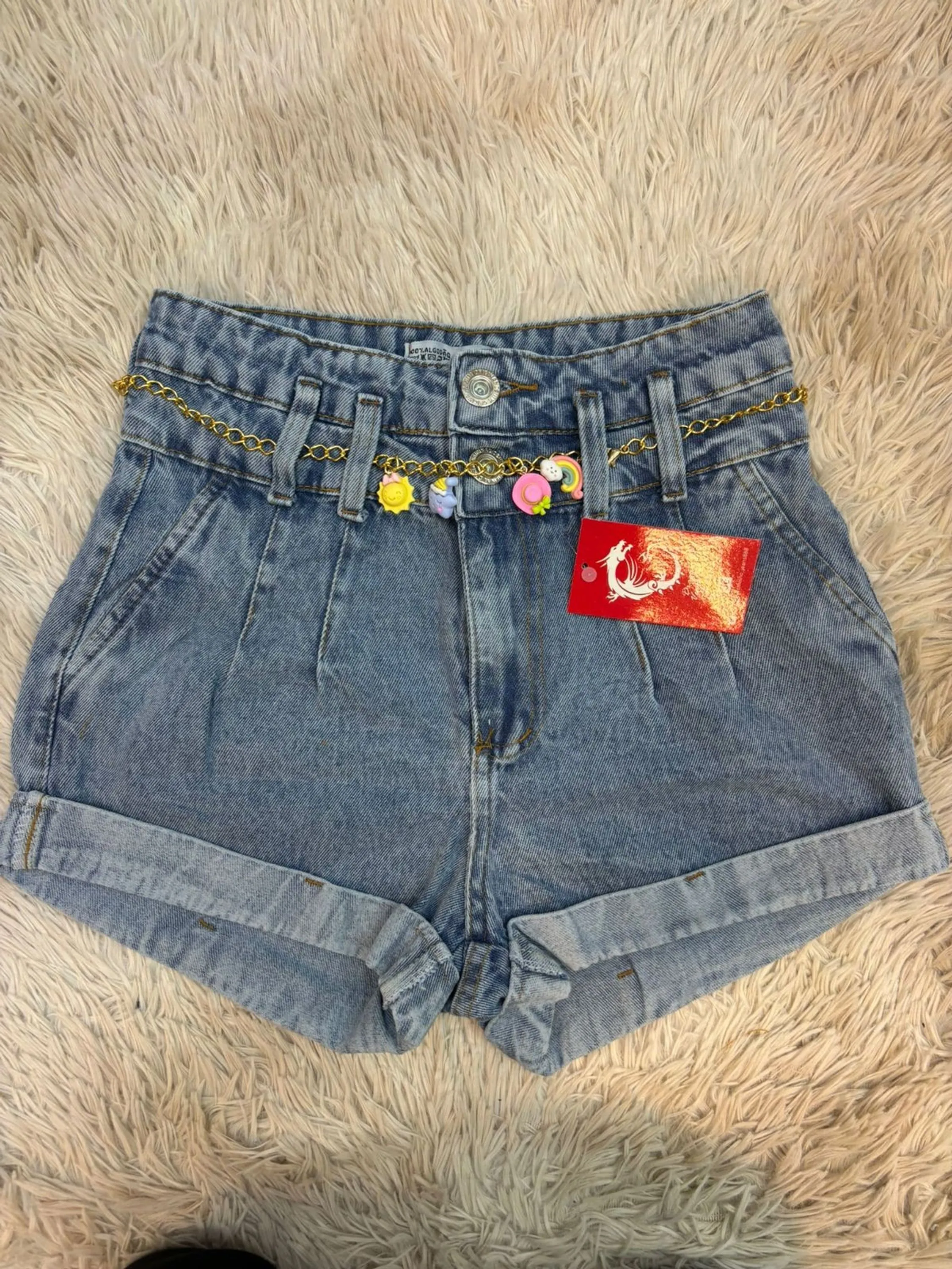 shorts jeans com cinto feminina