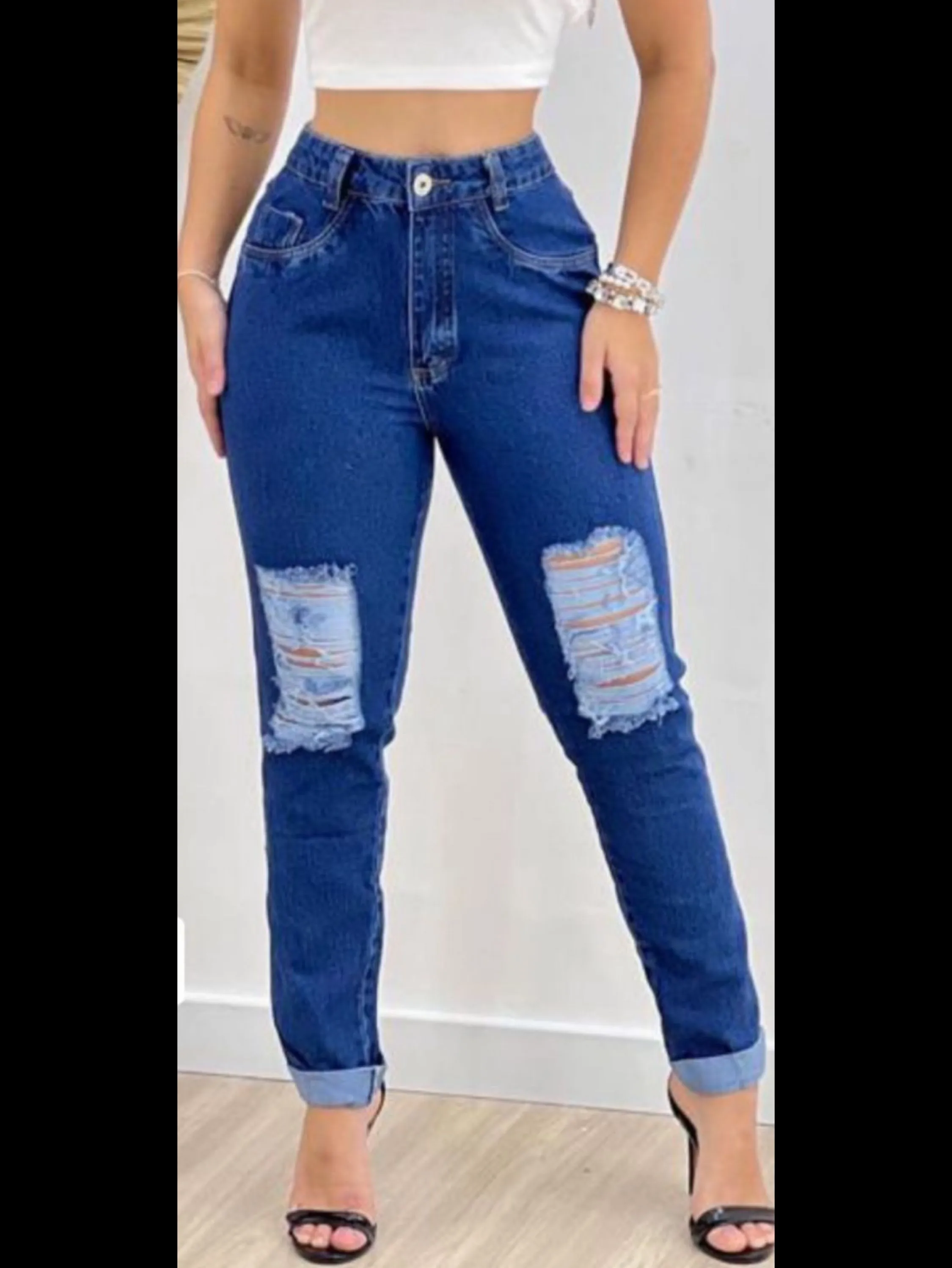 Calças jeans mom feminina