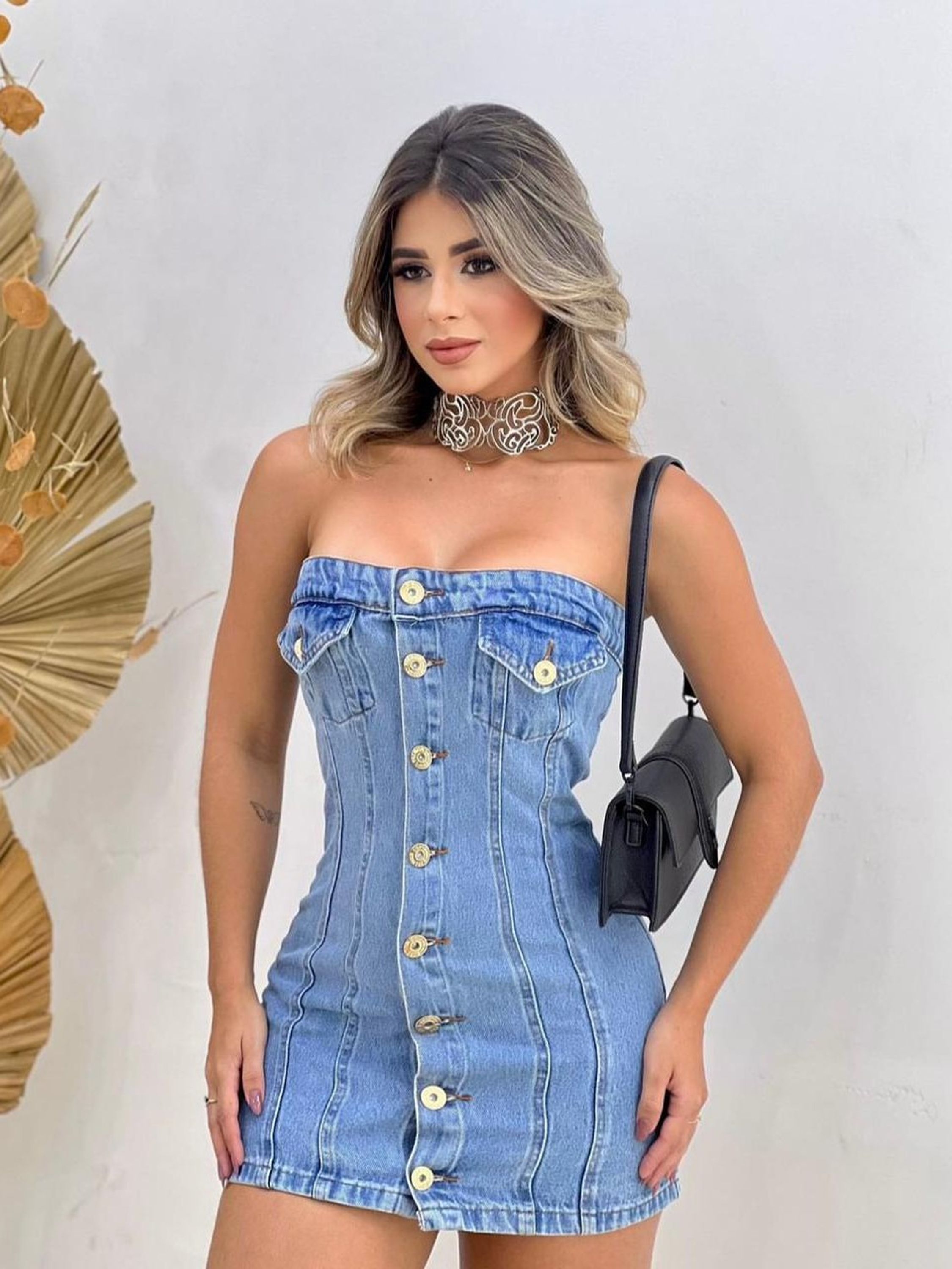 vestido jeans feminina