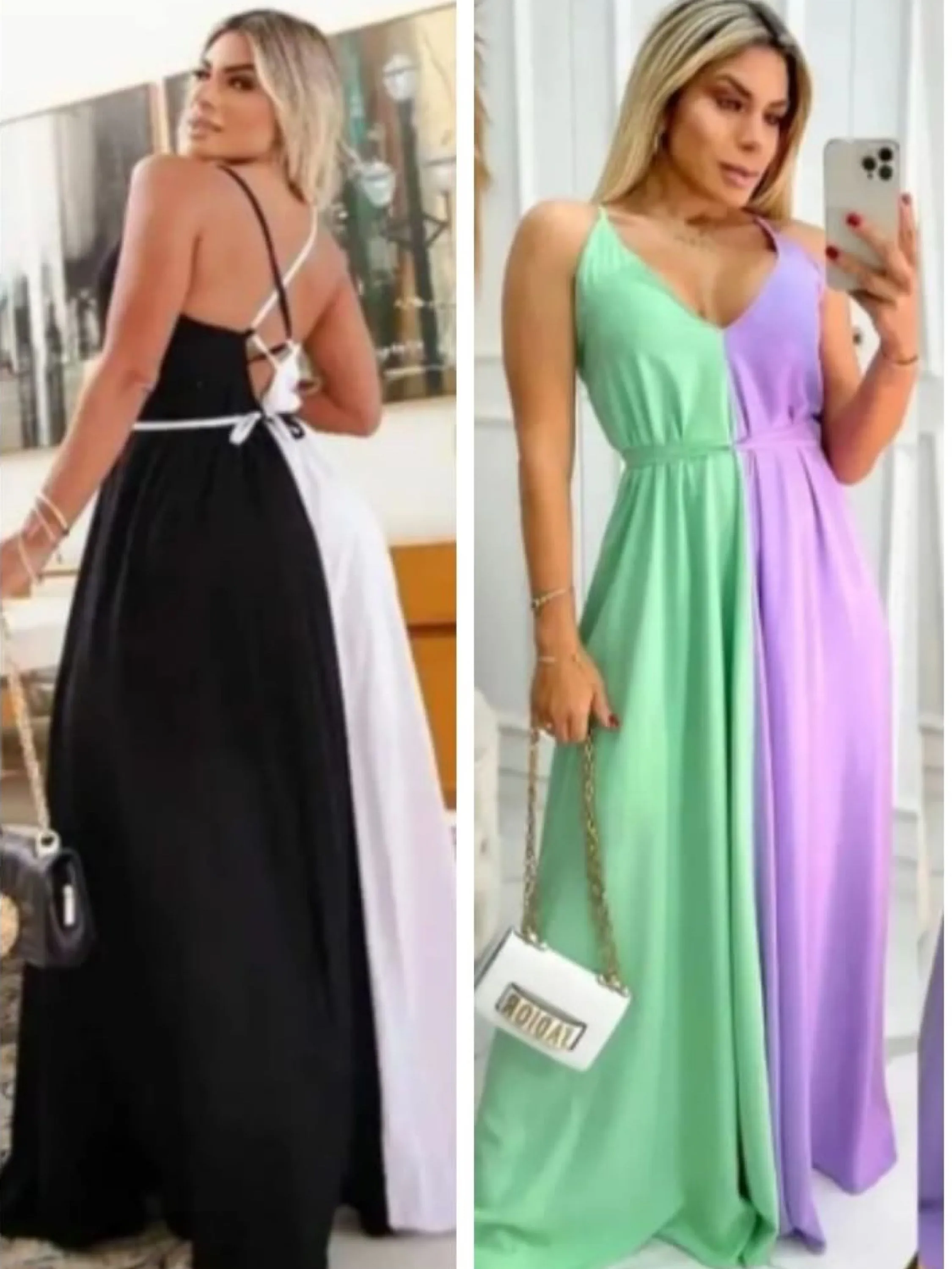 Vestido bicolor em Viscolinho veste M e G