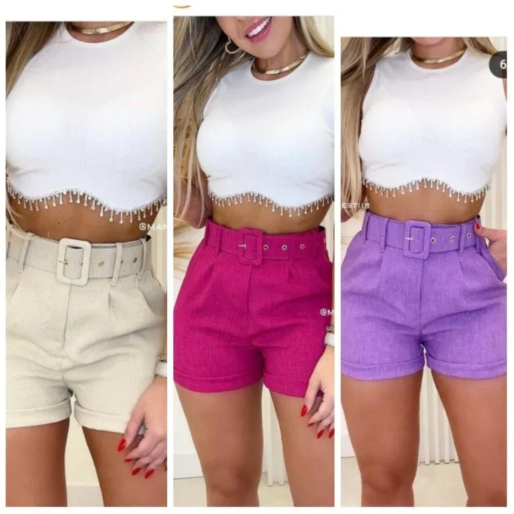 Shorts alfaiataria em linho sintético p m g gg