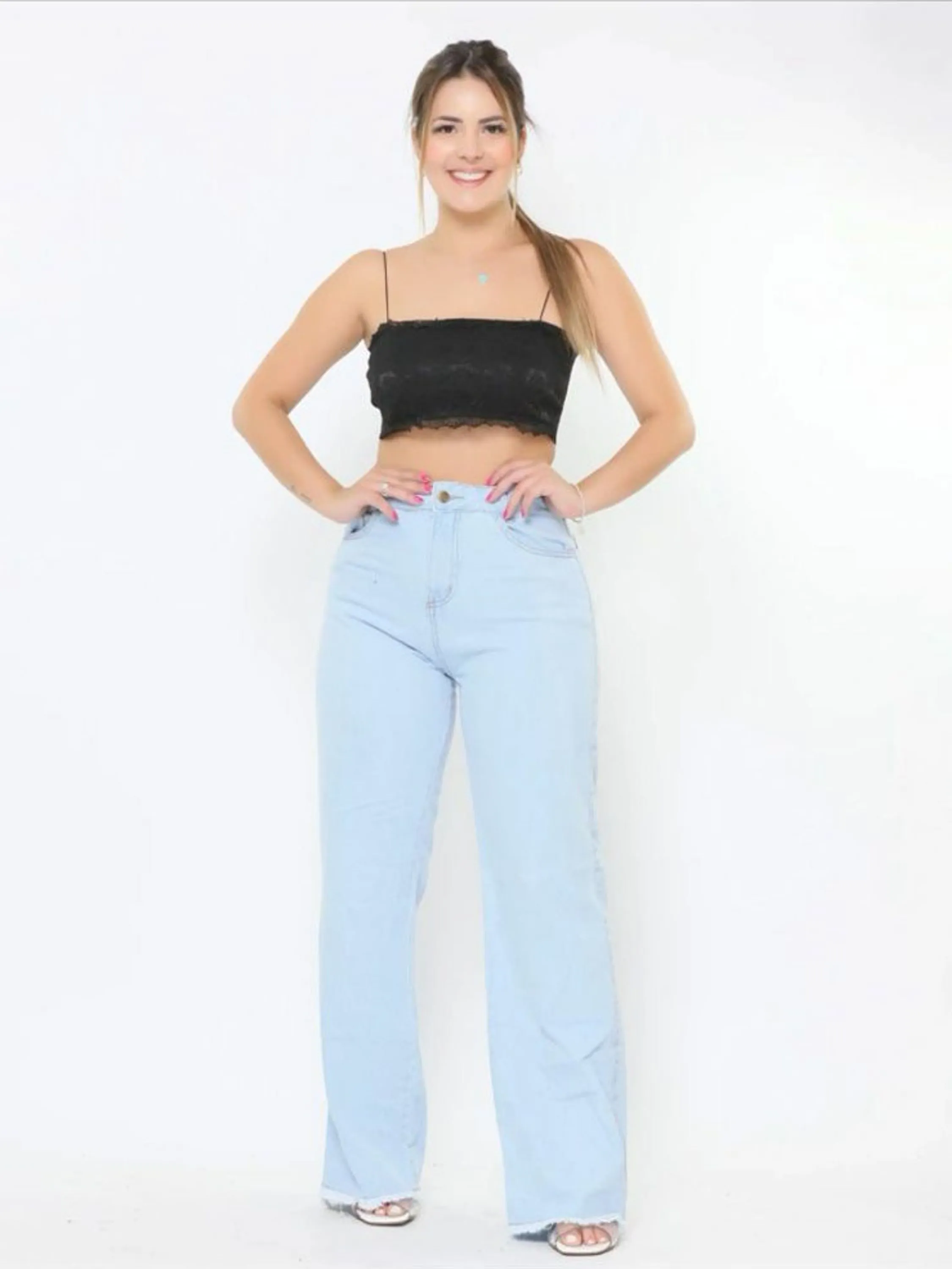 Calça jeans wide leg 760