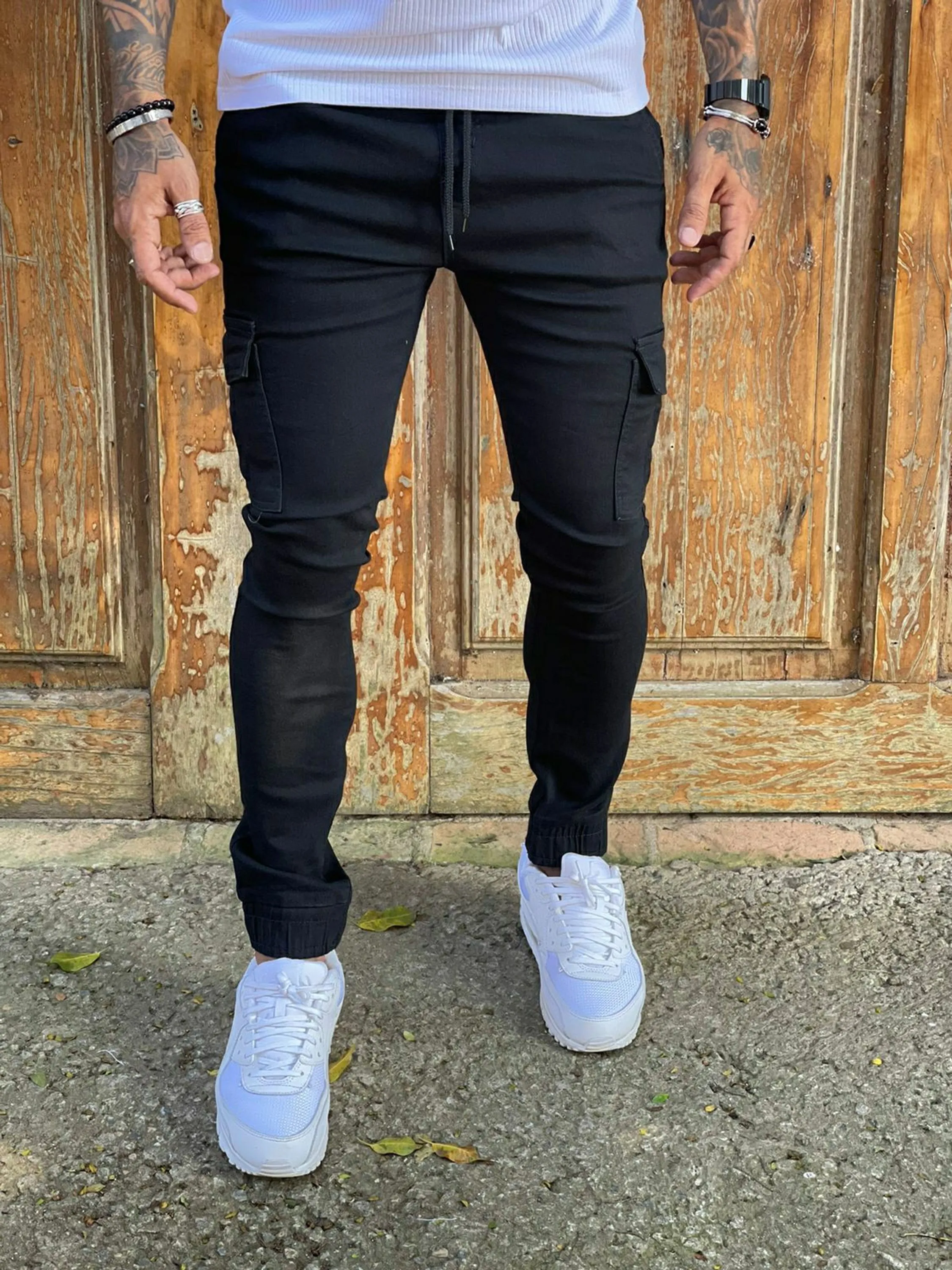 Calça jogger cargo preto 1245