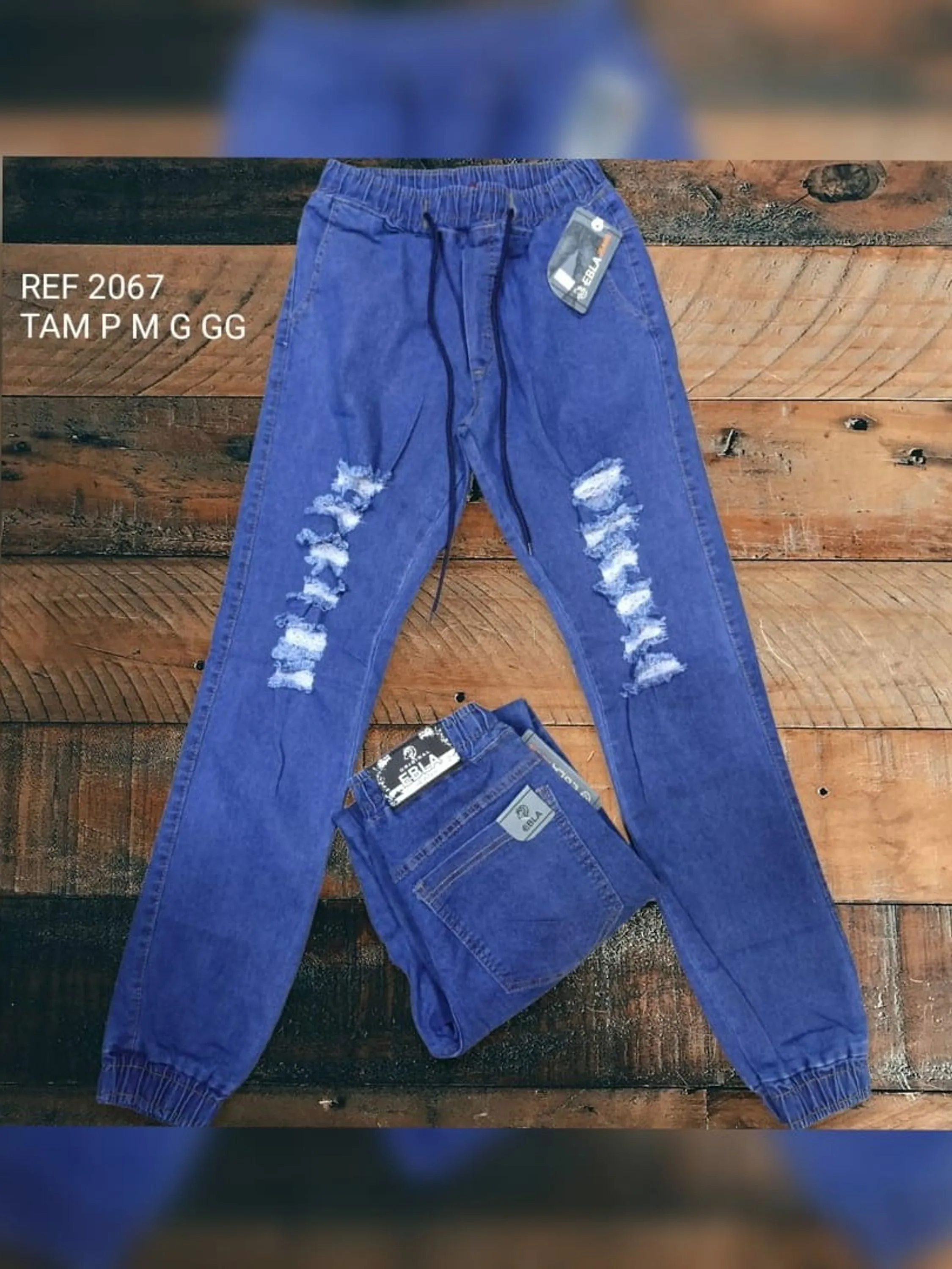 Calça jogger jeans rasgada 2067