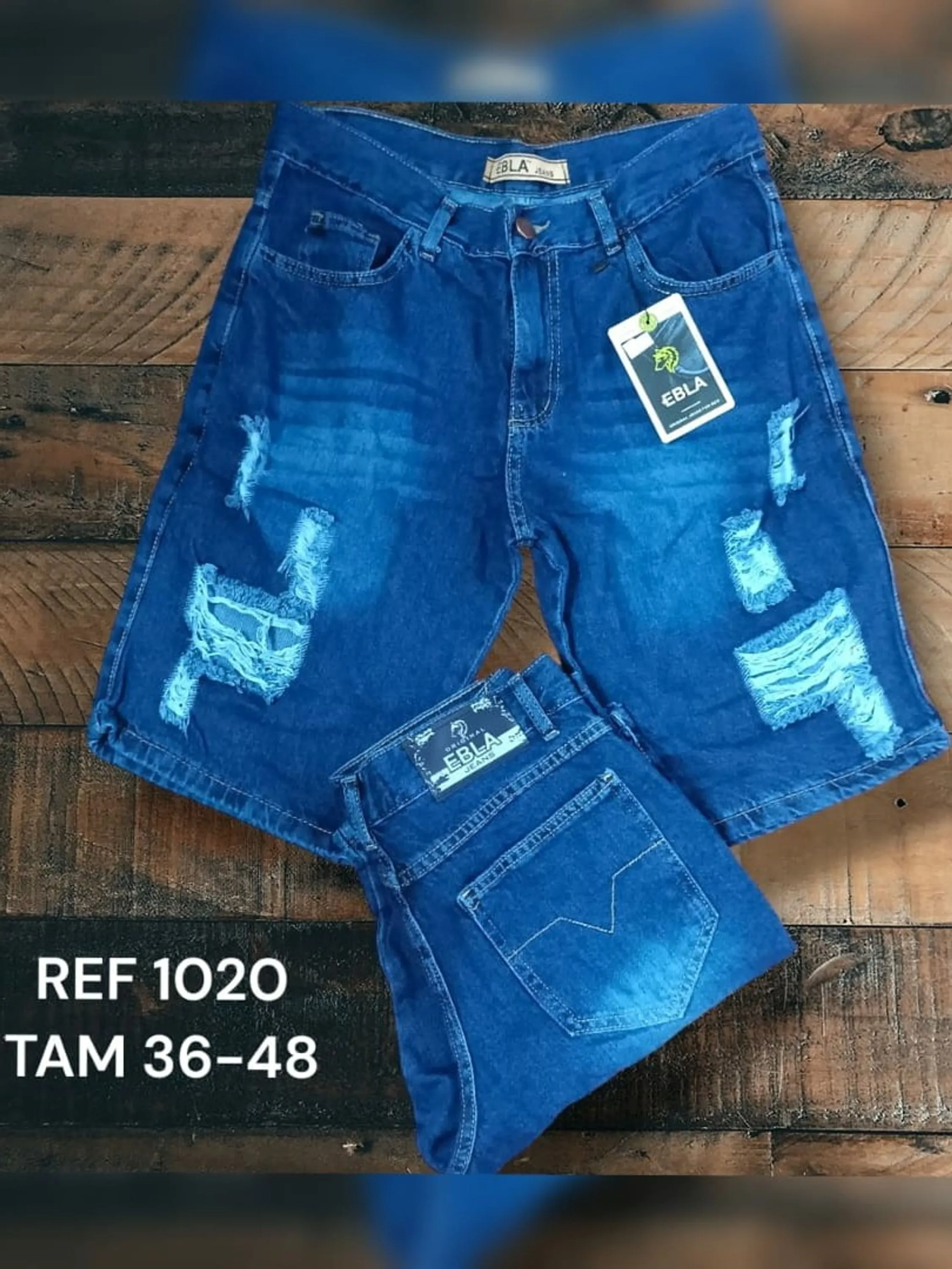 Bermuda jeans masculino destroyd 1020