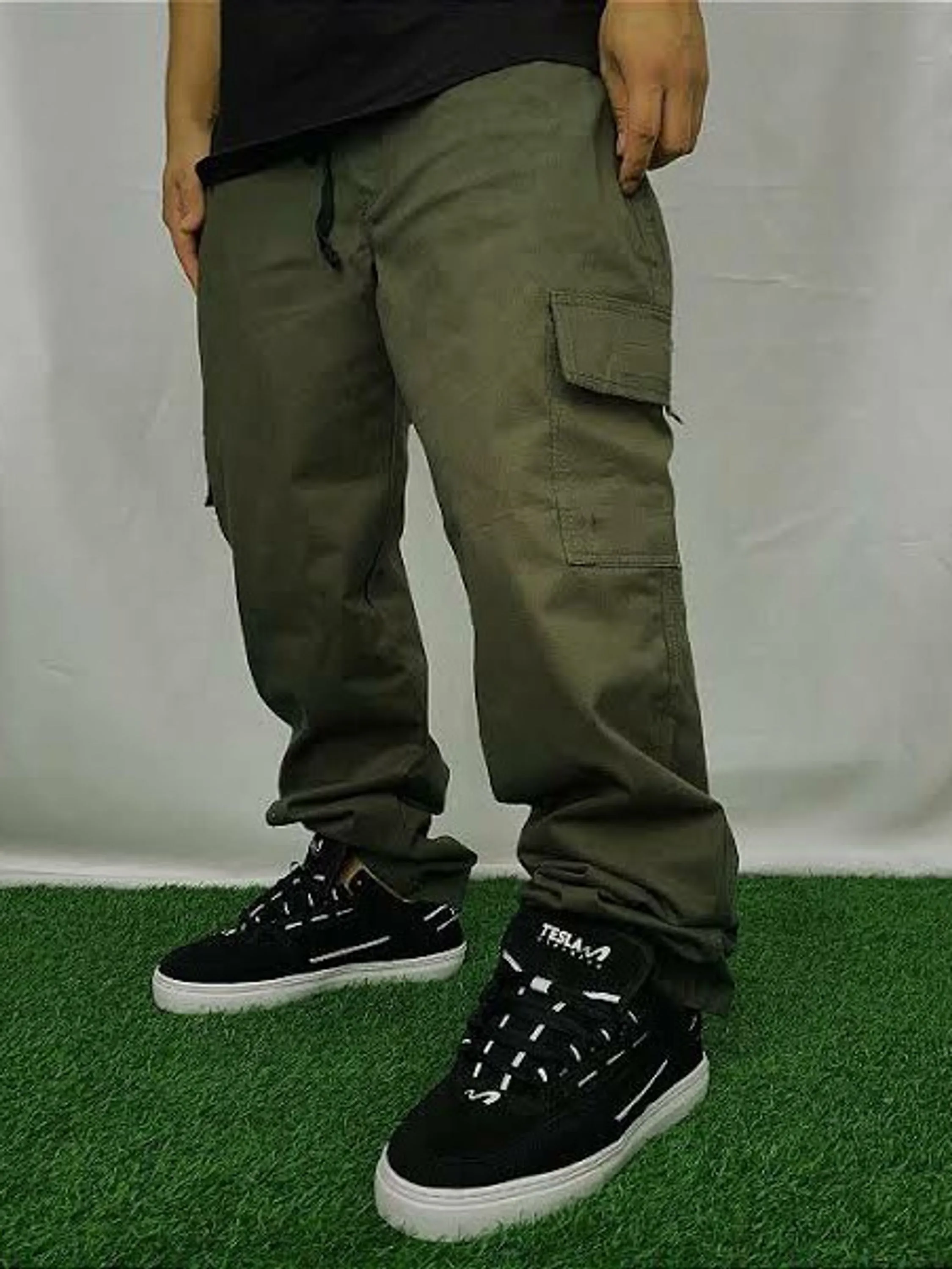 Calça masculina cargo verde militar