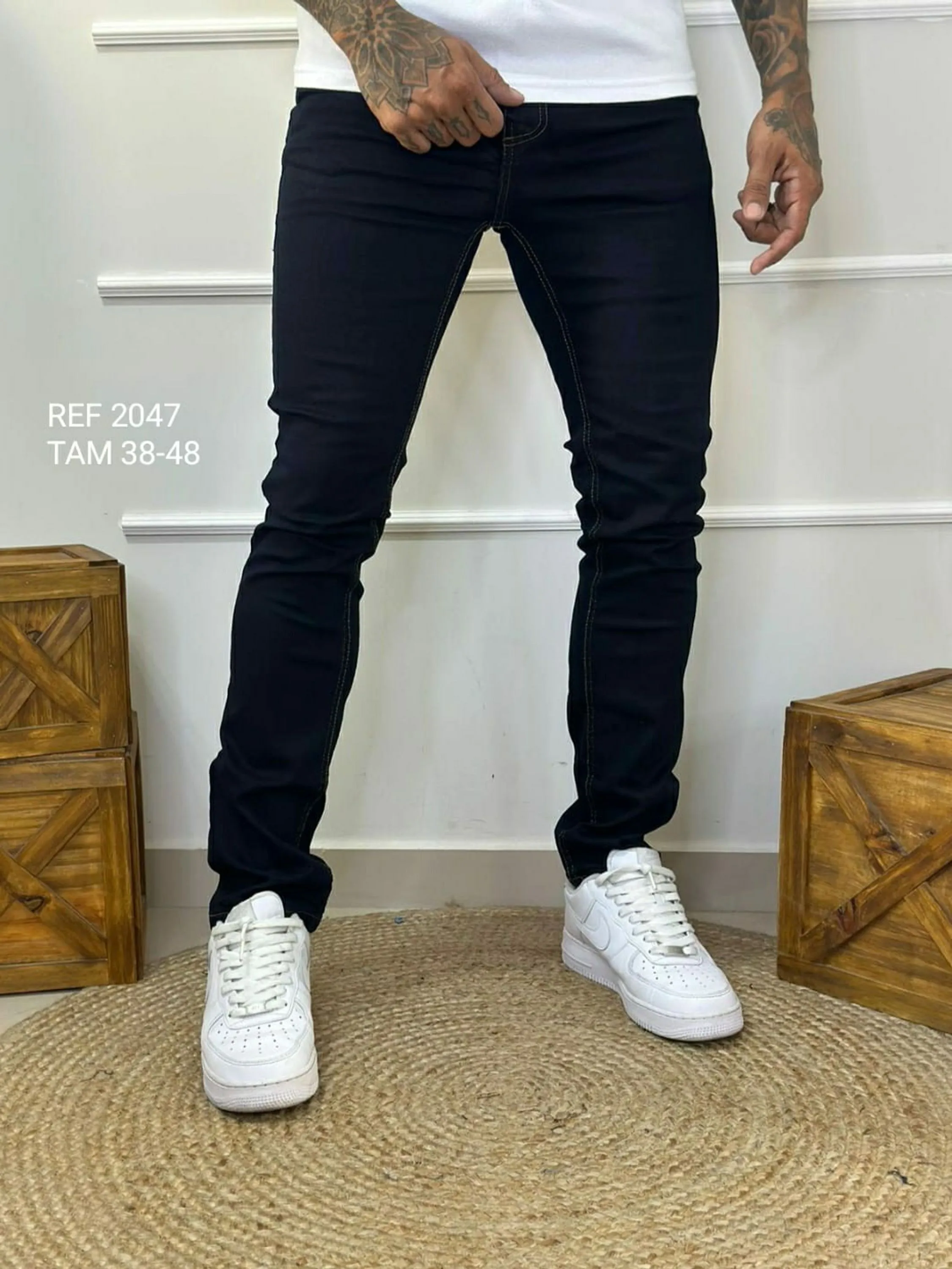 Calça jeans masculino slim escura 2047