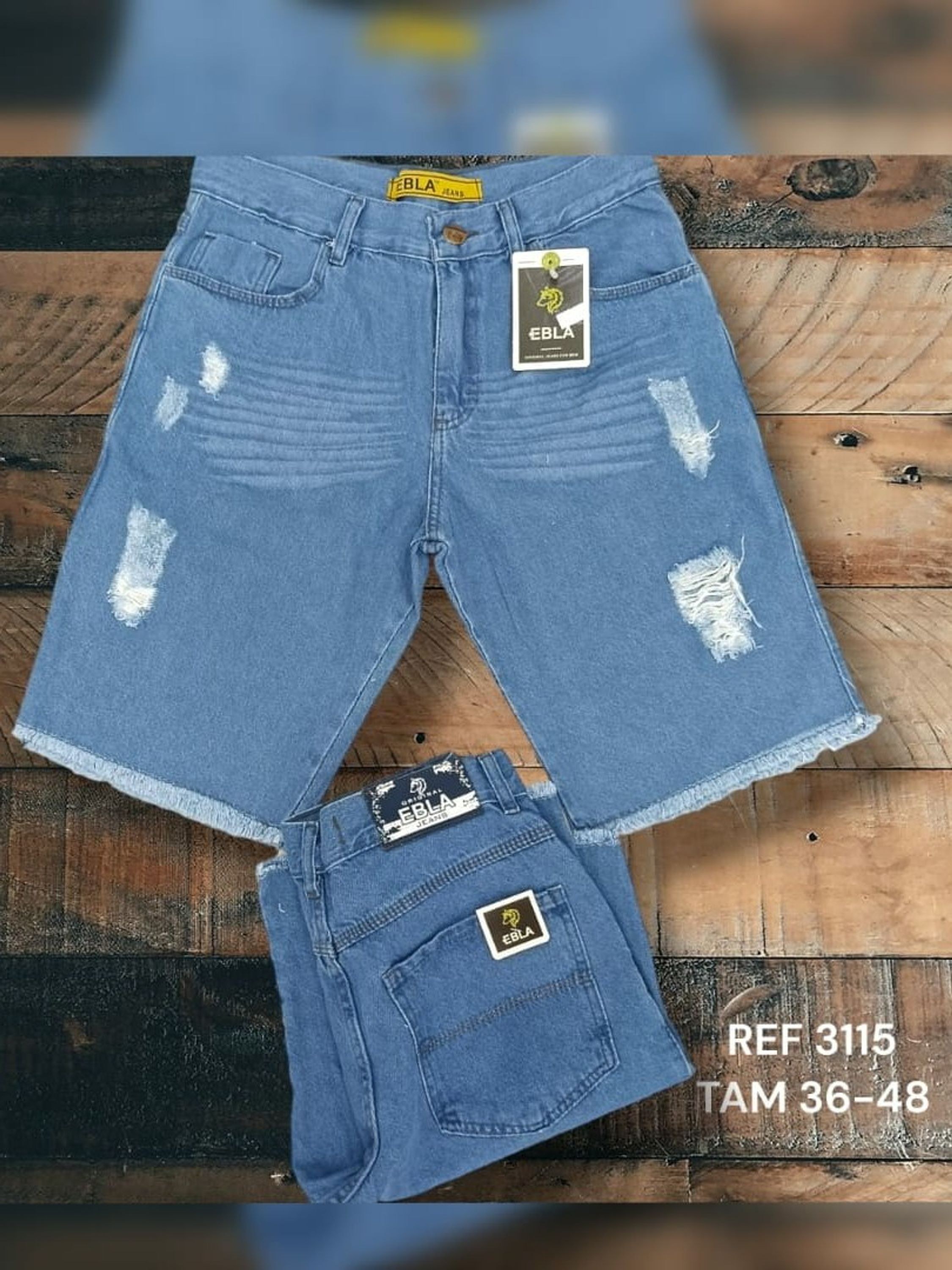 Bermuda jeans masculino destroyd 3115