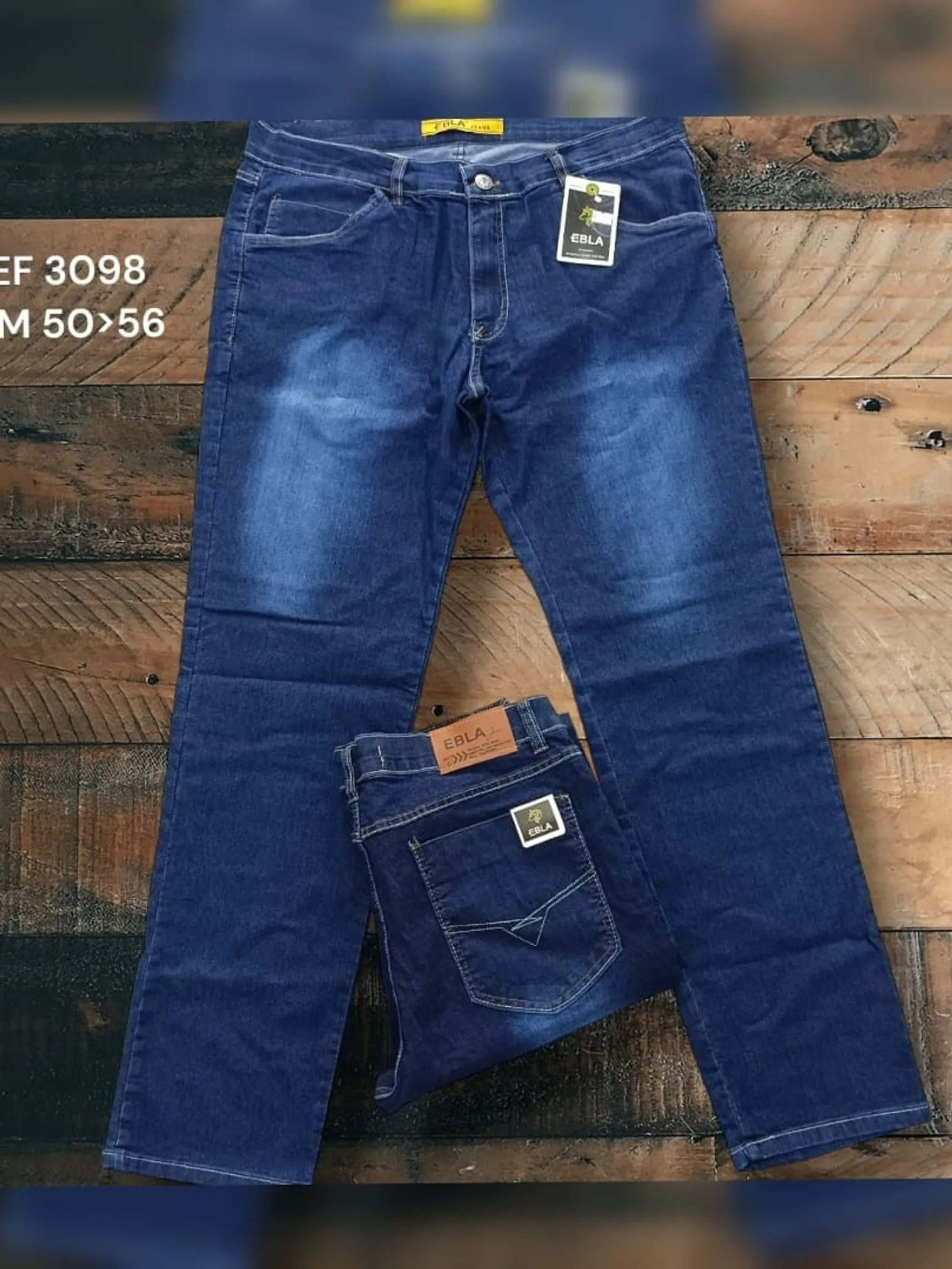 Calça jeans masculino plus size escura lycra 3098