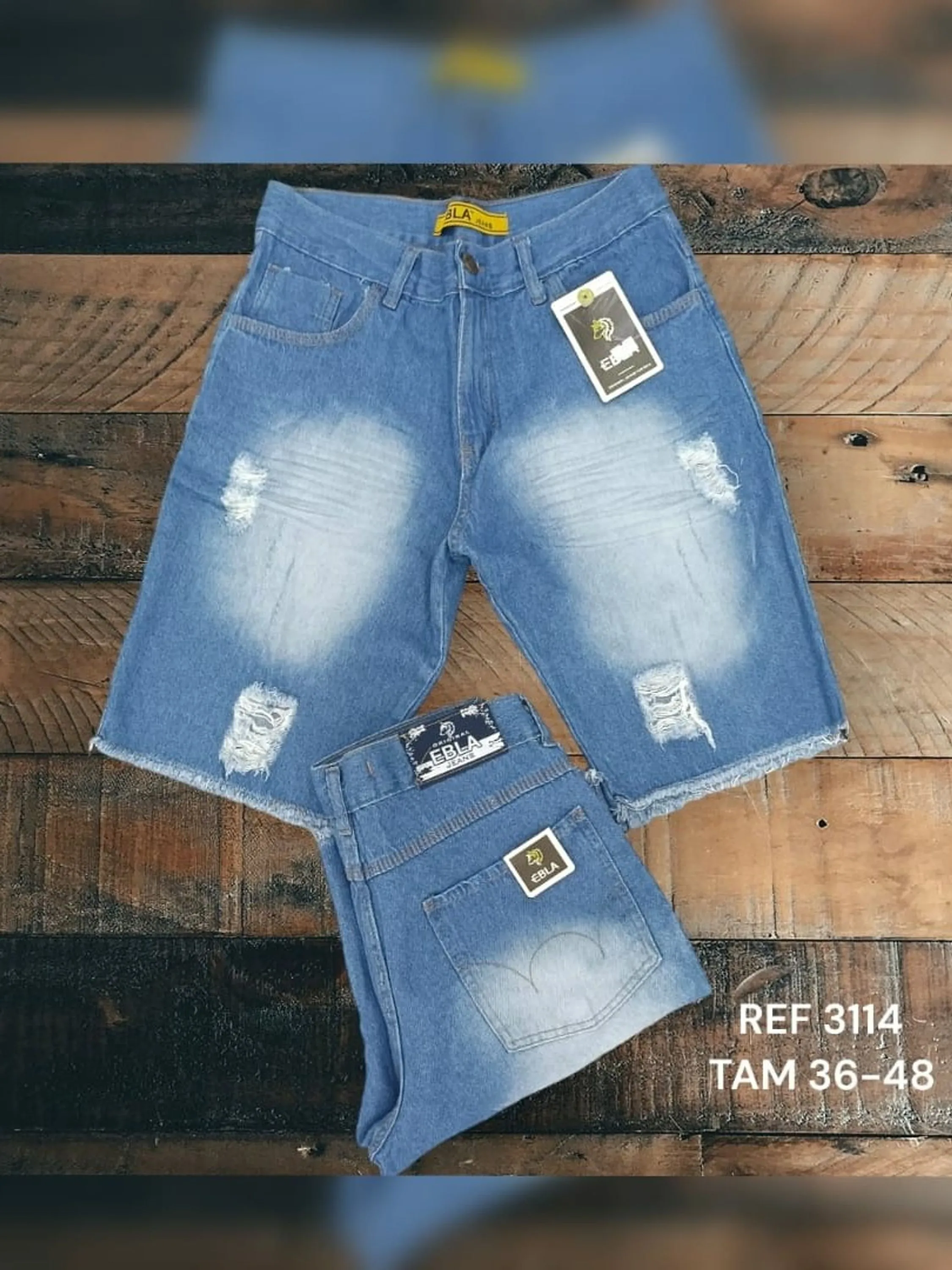 Bermuda jeans masculino destroyd 3114