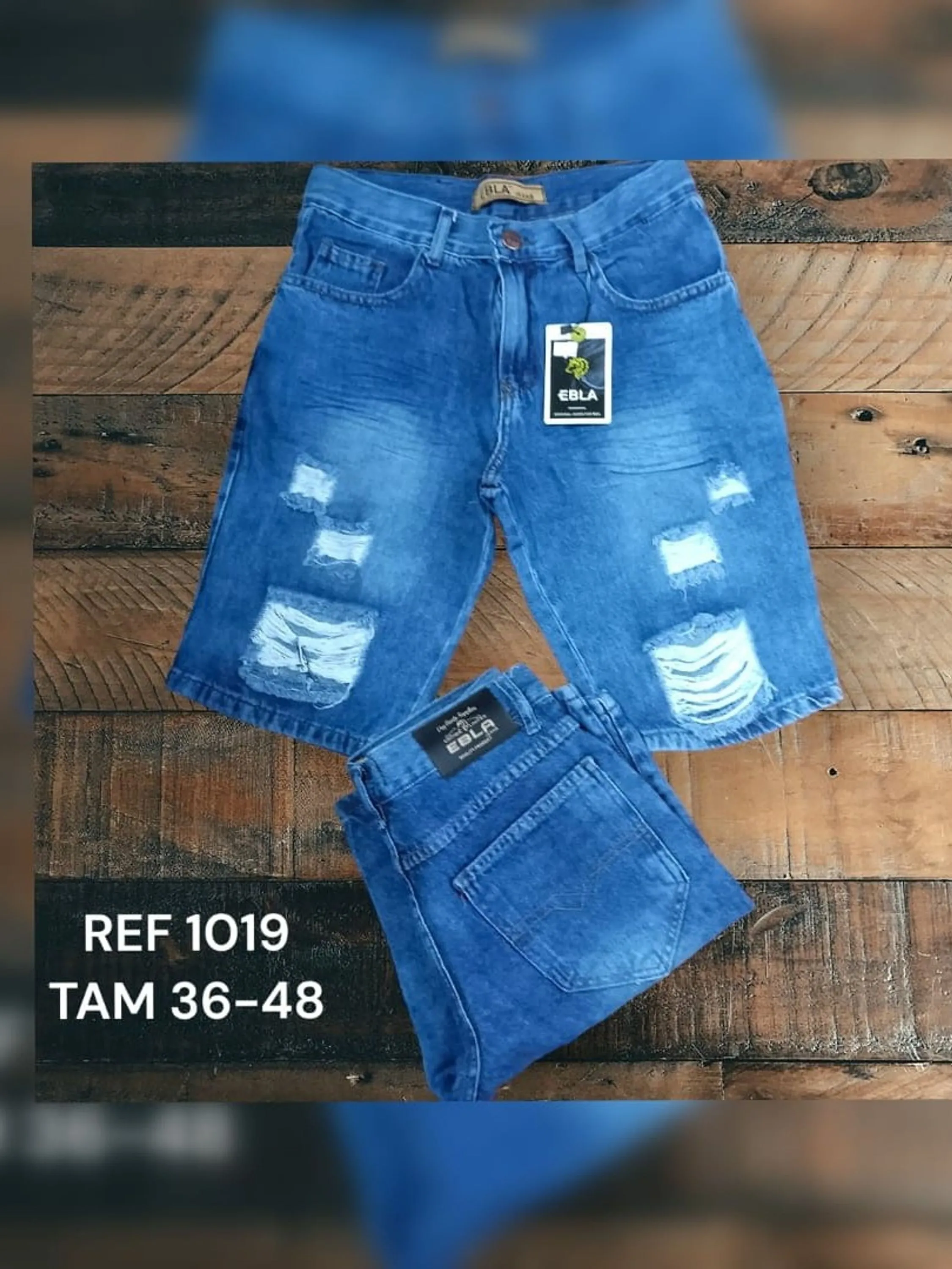 Bermuda jeans masculino destroyd 1019