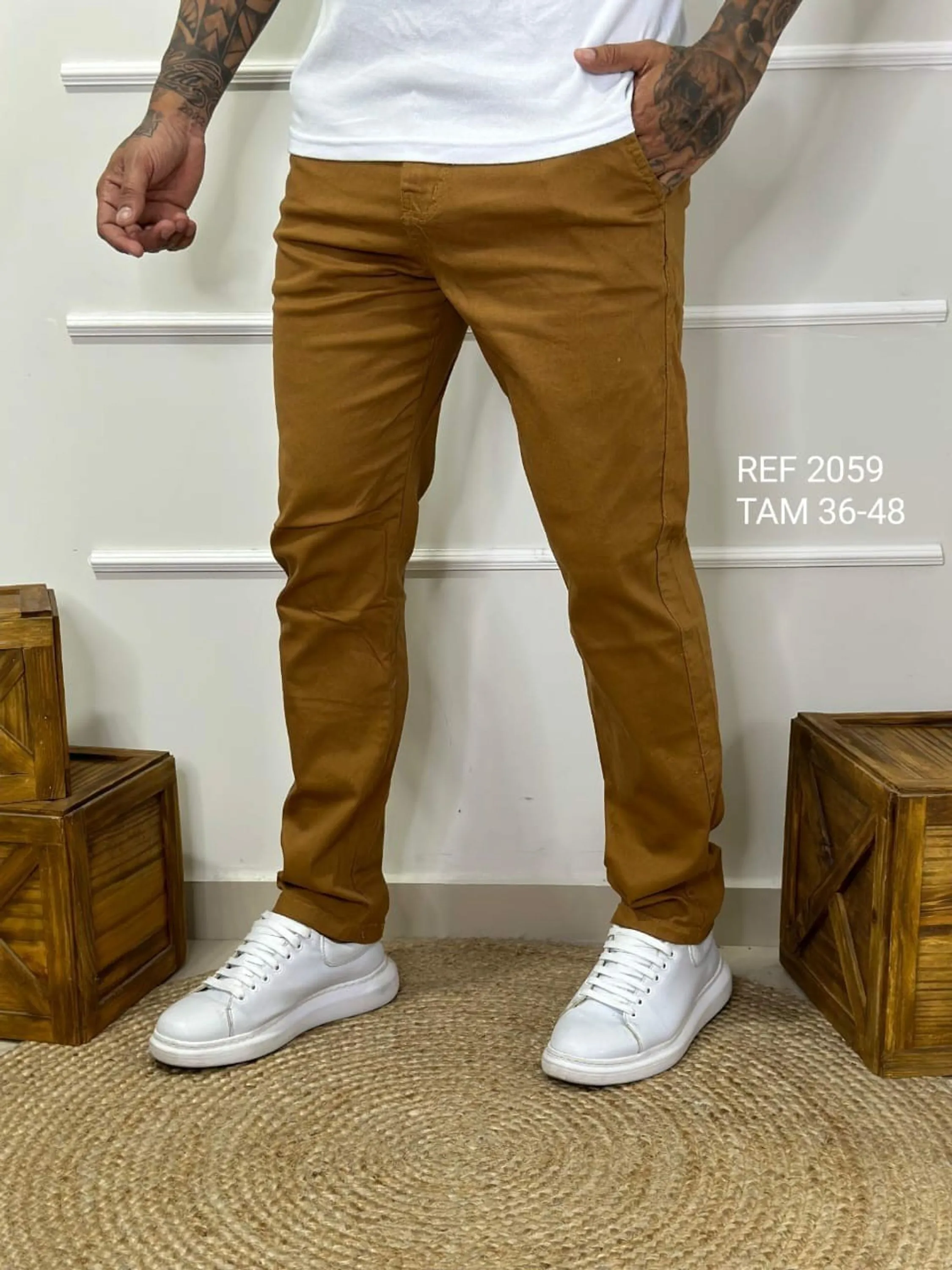 Calça masculina sarja Premium com bolso embutido 2059