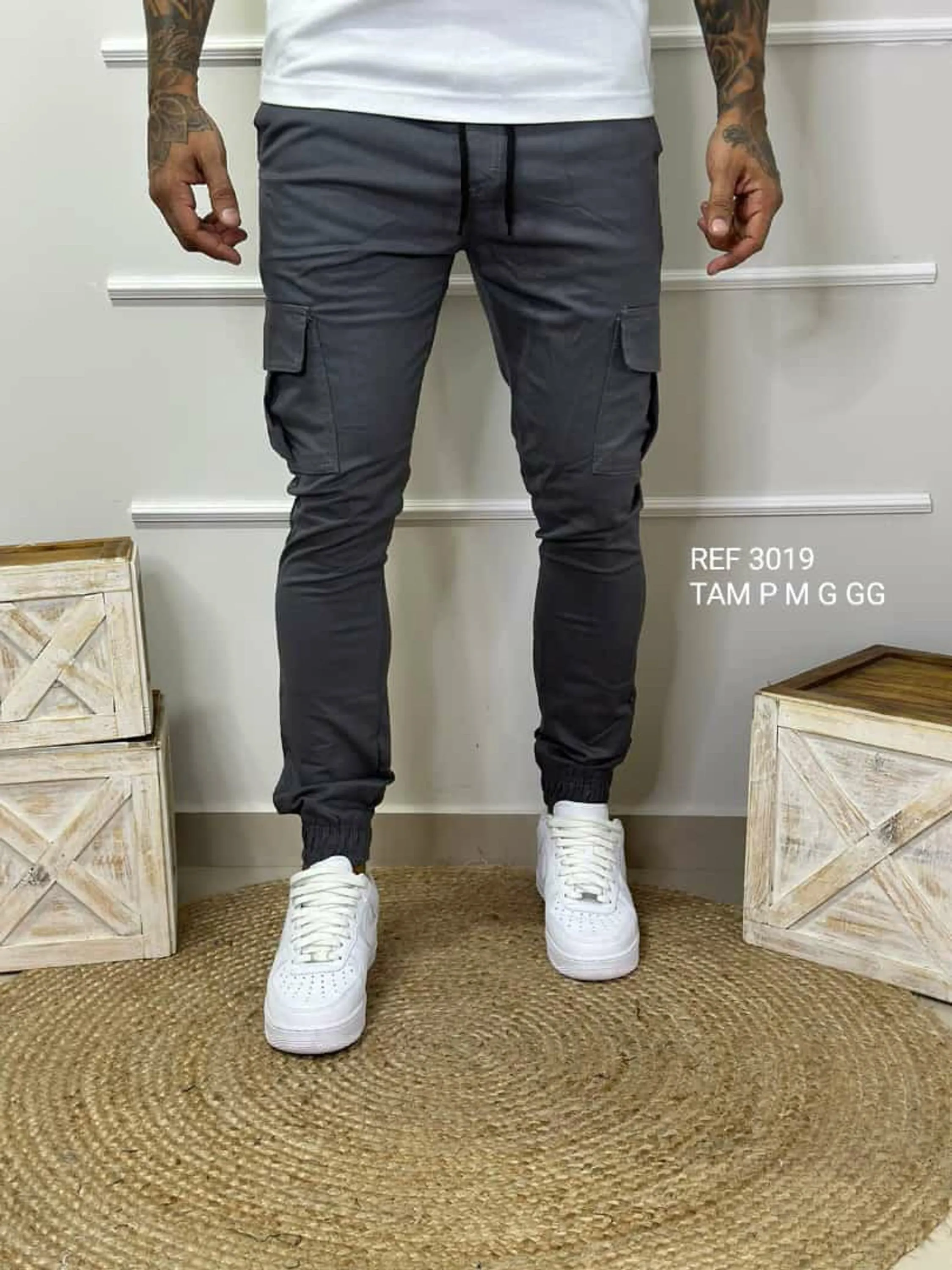 Calça jogger cargo chumbo 3019