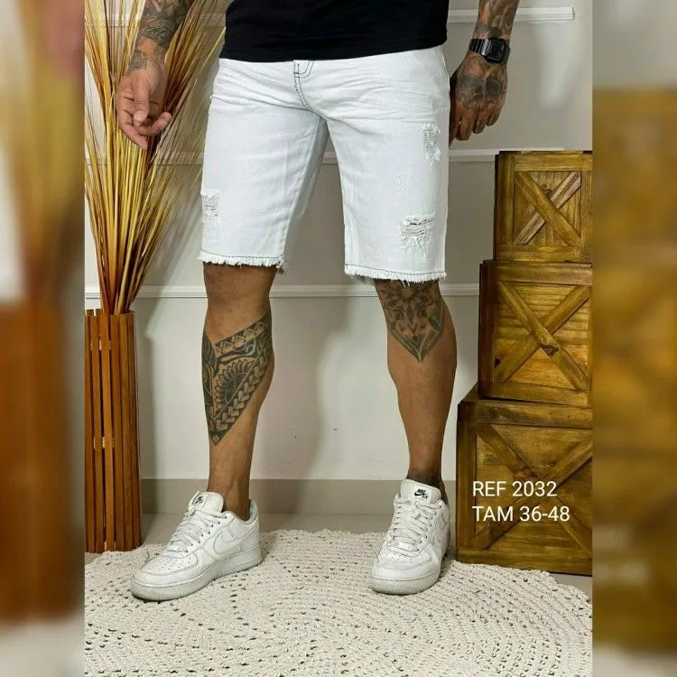 Bermuda jeans masculino delavê 2032