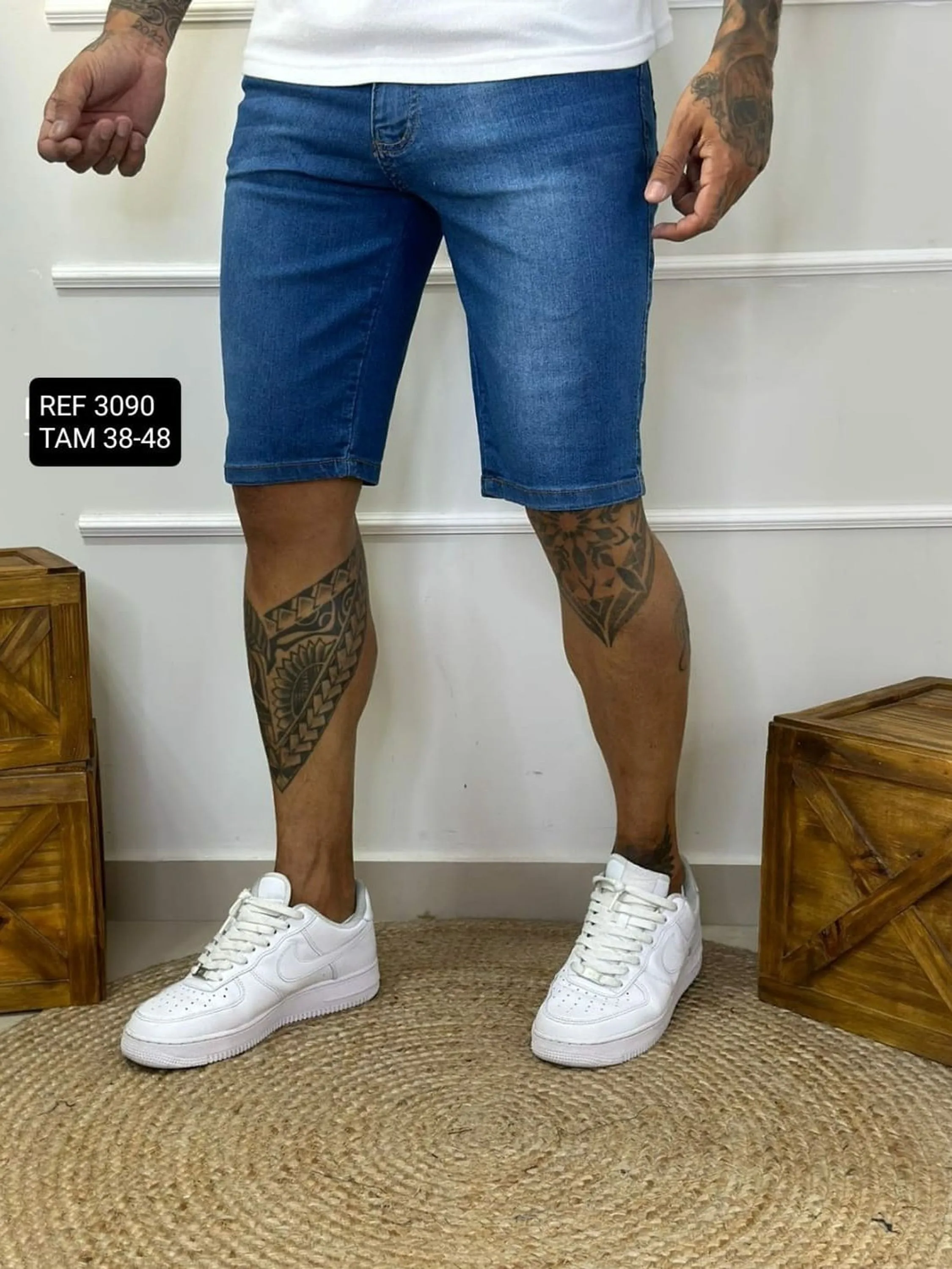 Bermuda jeans masculino lycra 3090