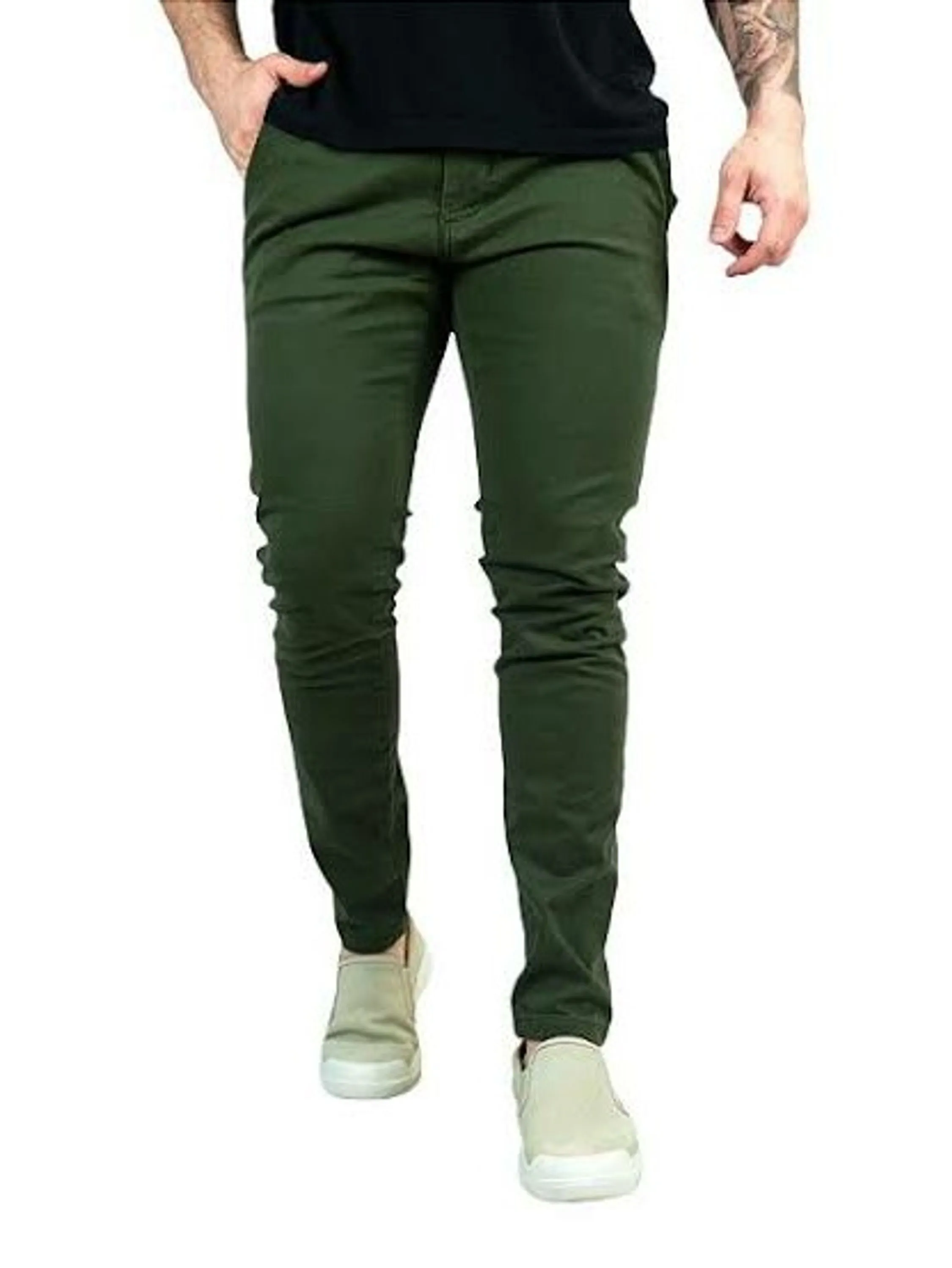 Calça sarja verde bolso faca 3018