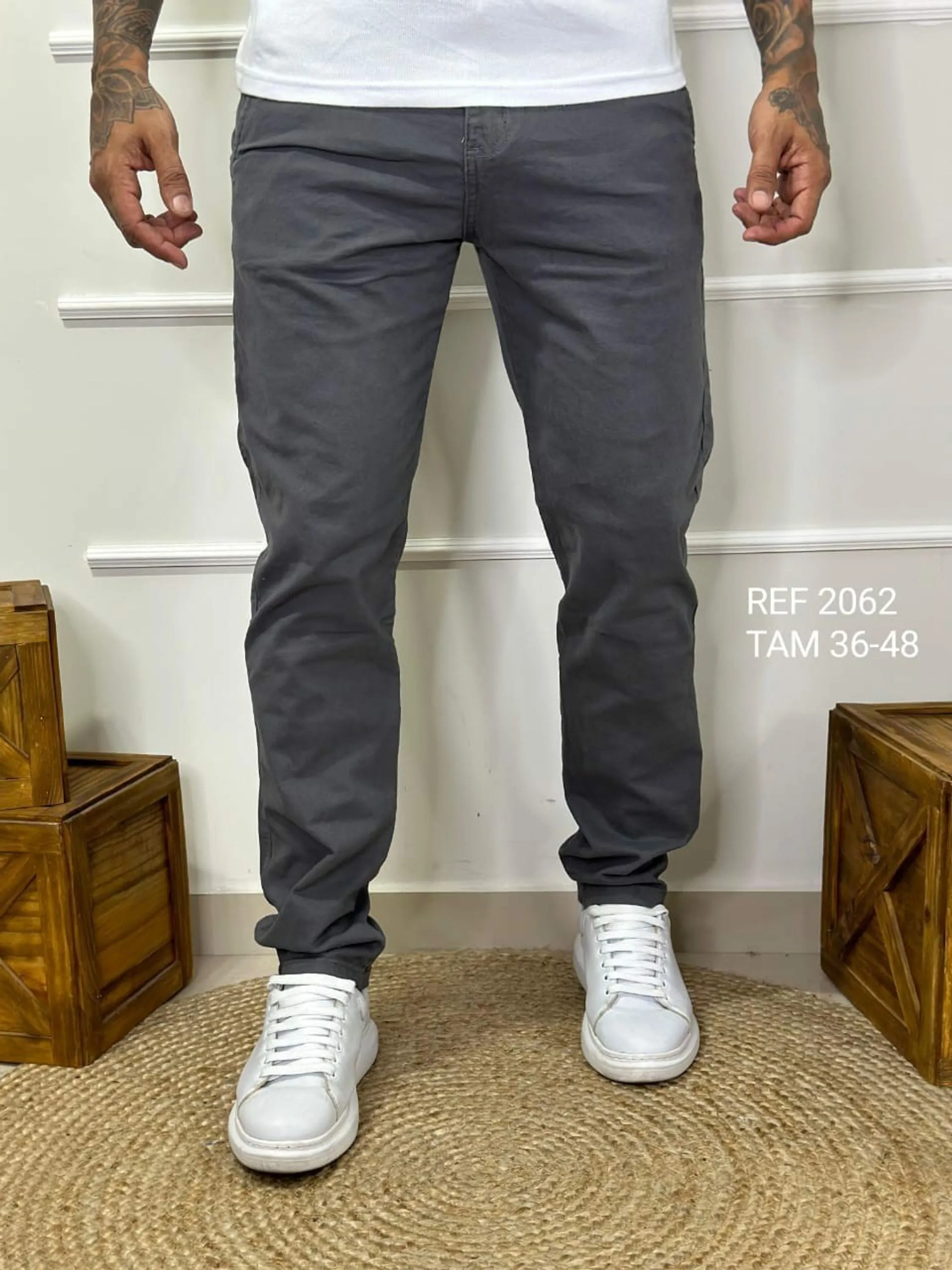 Calça masculina sarja Premium com bolso embutido 2026