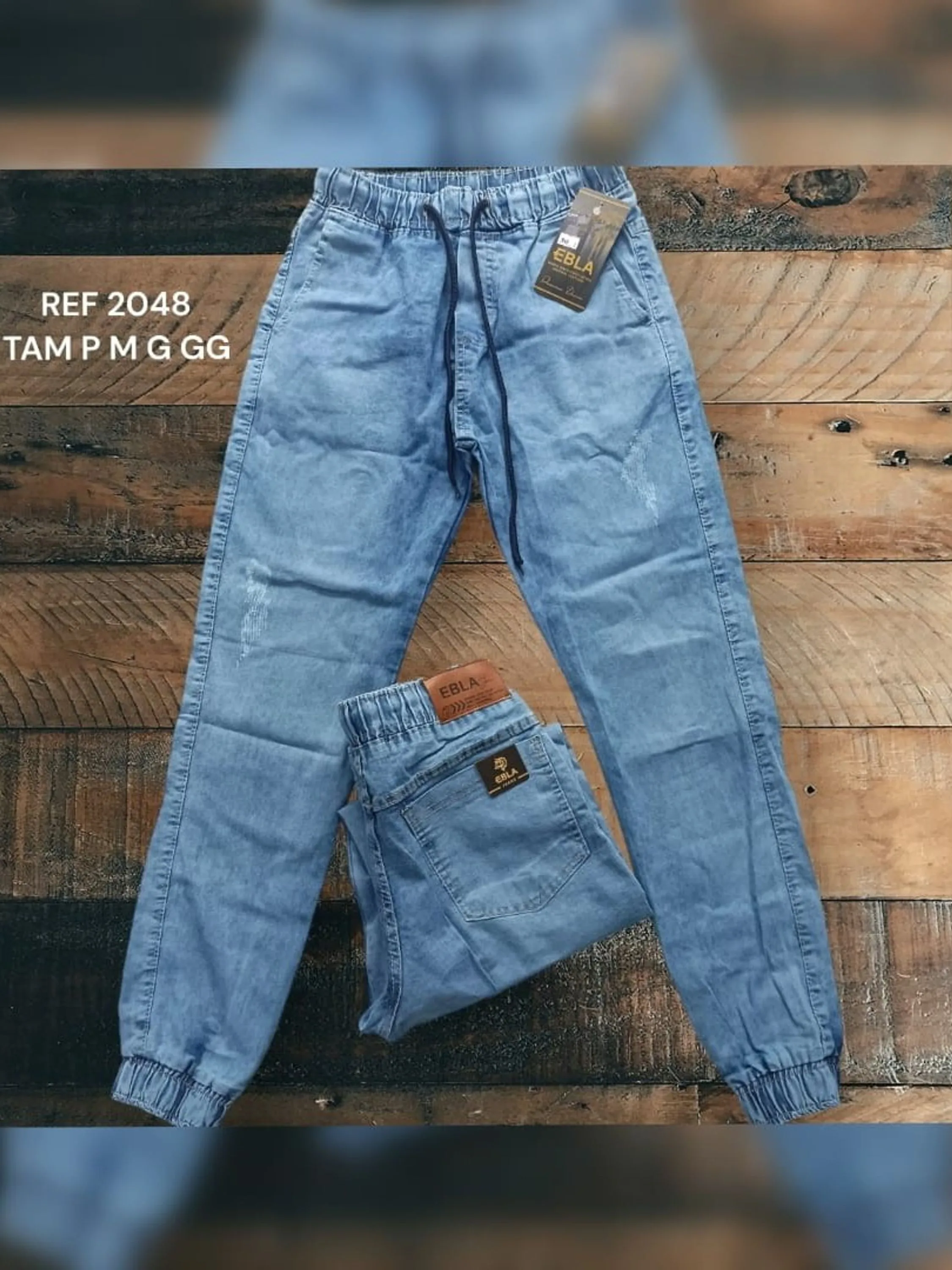 Calça jogger jeans masculino com detalhes 2048