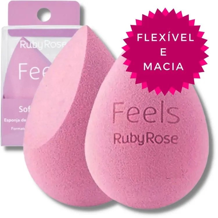 Esponja de maquiagem Soft Blender Feels Ruby Rose Kit C/8 Unidades