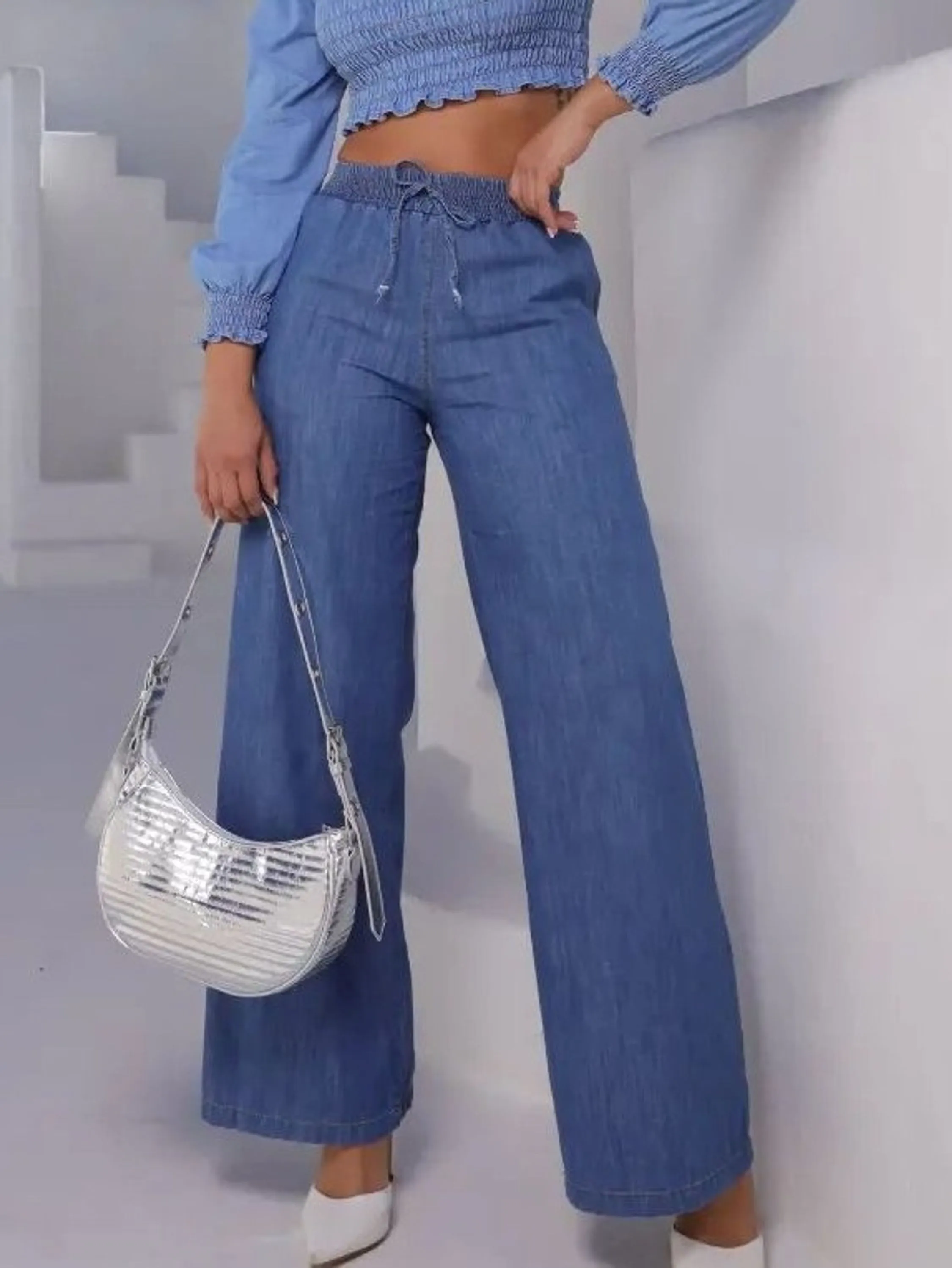 Calça Pantalona Jeans