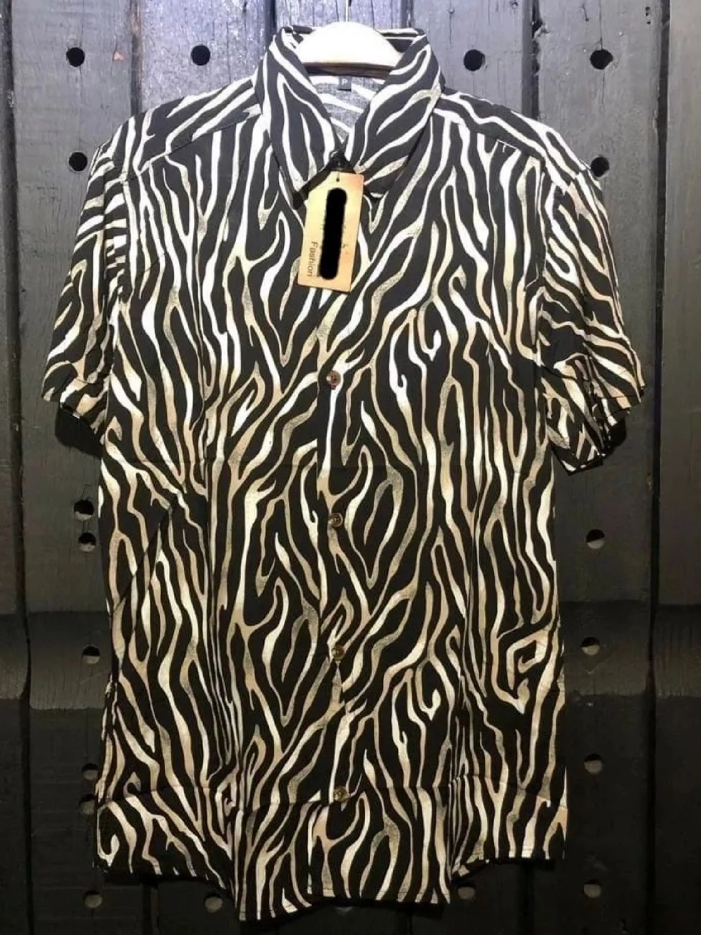 Camisa Masculina Social Animal Print Estampada Slim Manga Curta