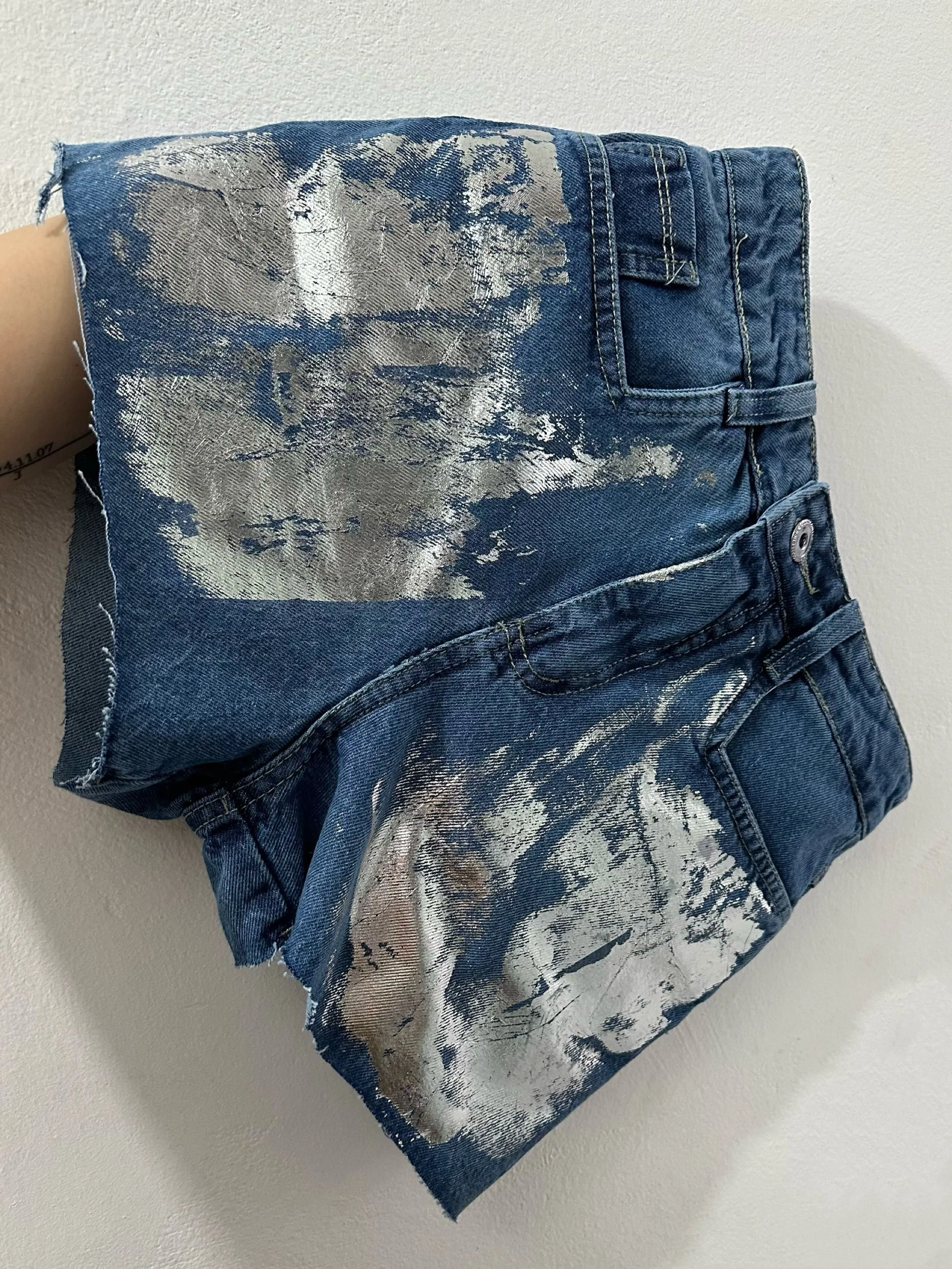 Short Jeans Short prateado Metalizado Femininas