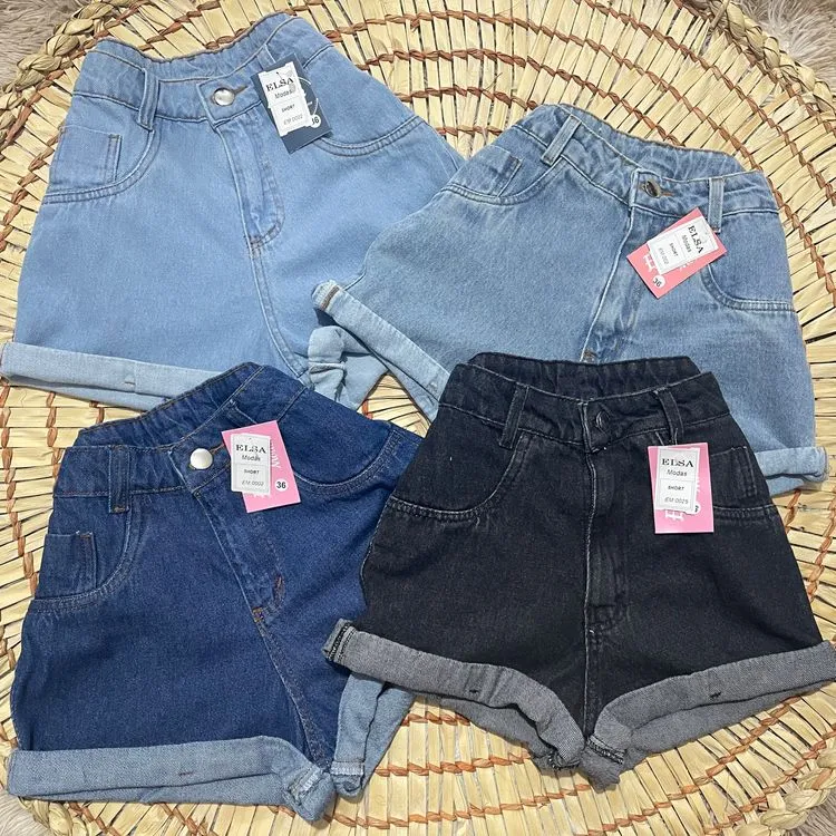 Shorts Jeans mom sem lycra