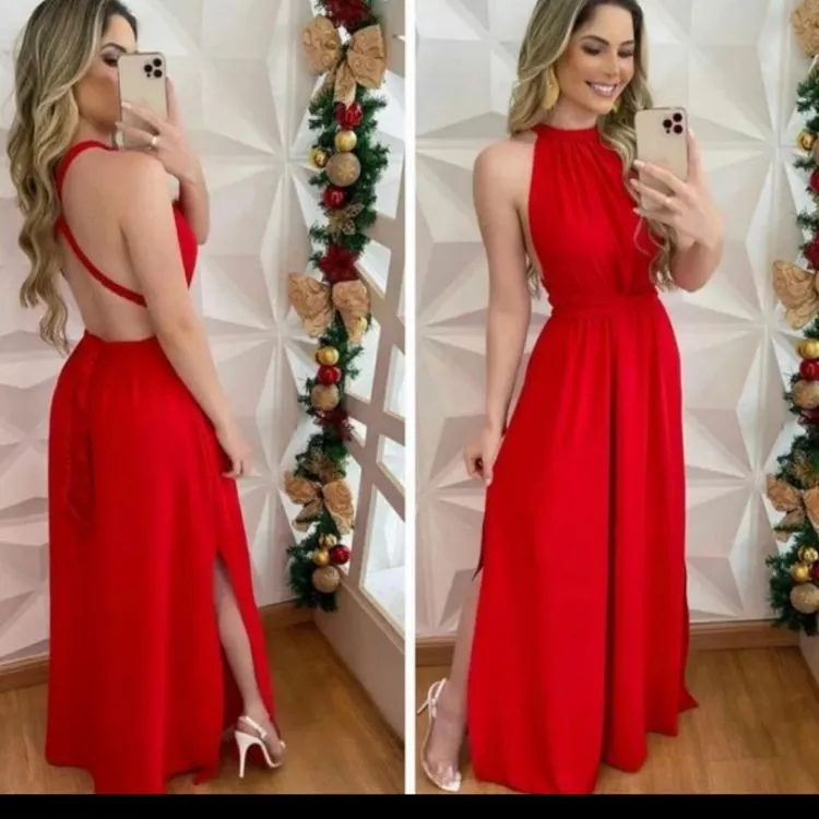 vestido longa com bojo  amarrar  de transar modas 01