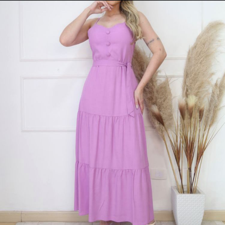 Vestido longo com bojo tem cento moda feminina  011