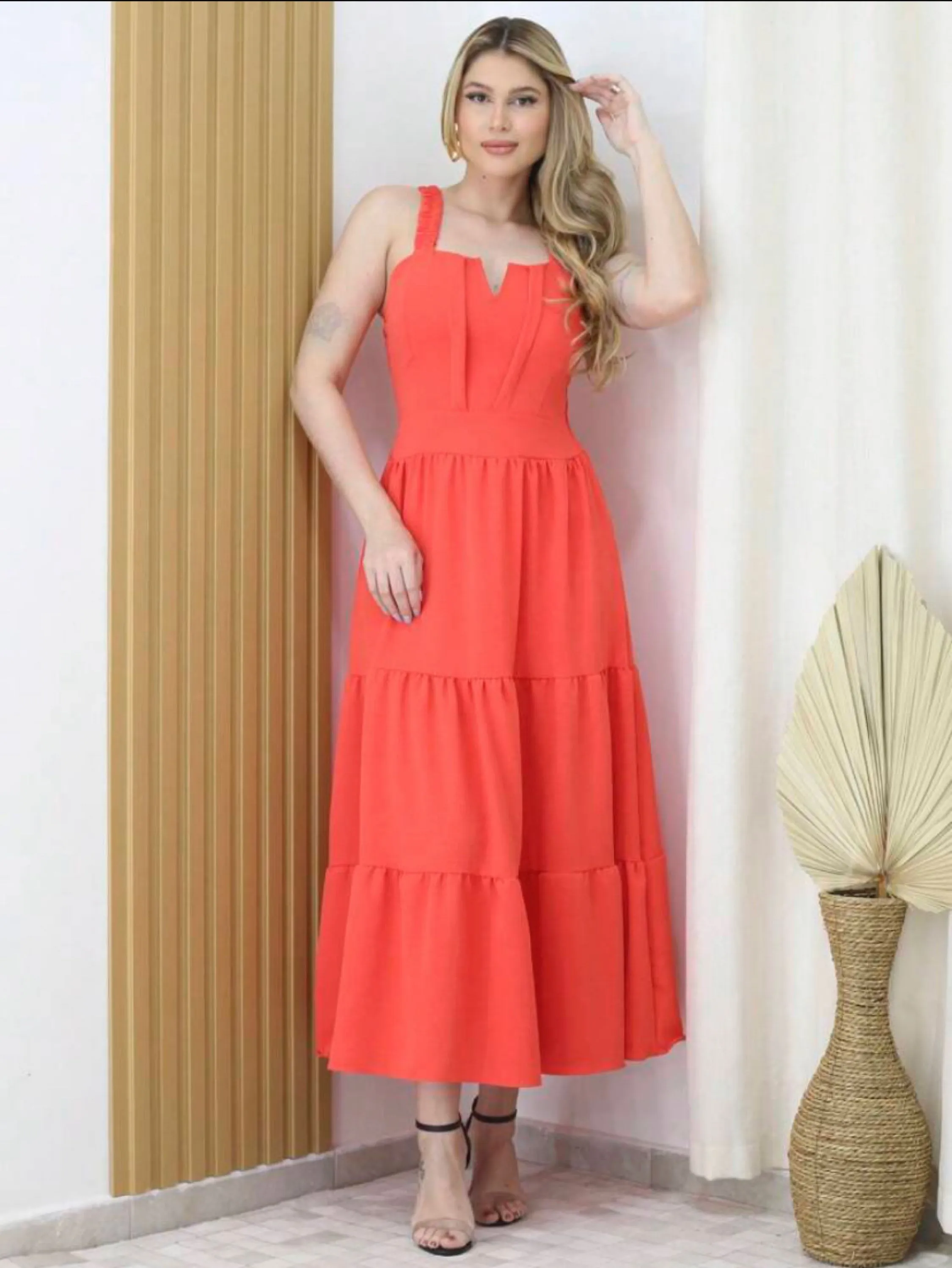 Vestido longo duna com bojo moda Feminina  (V058)