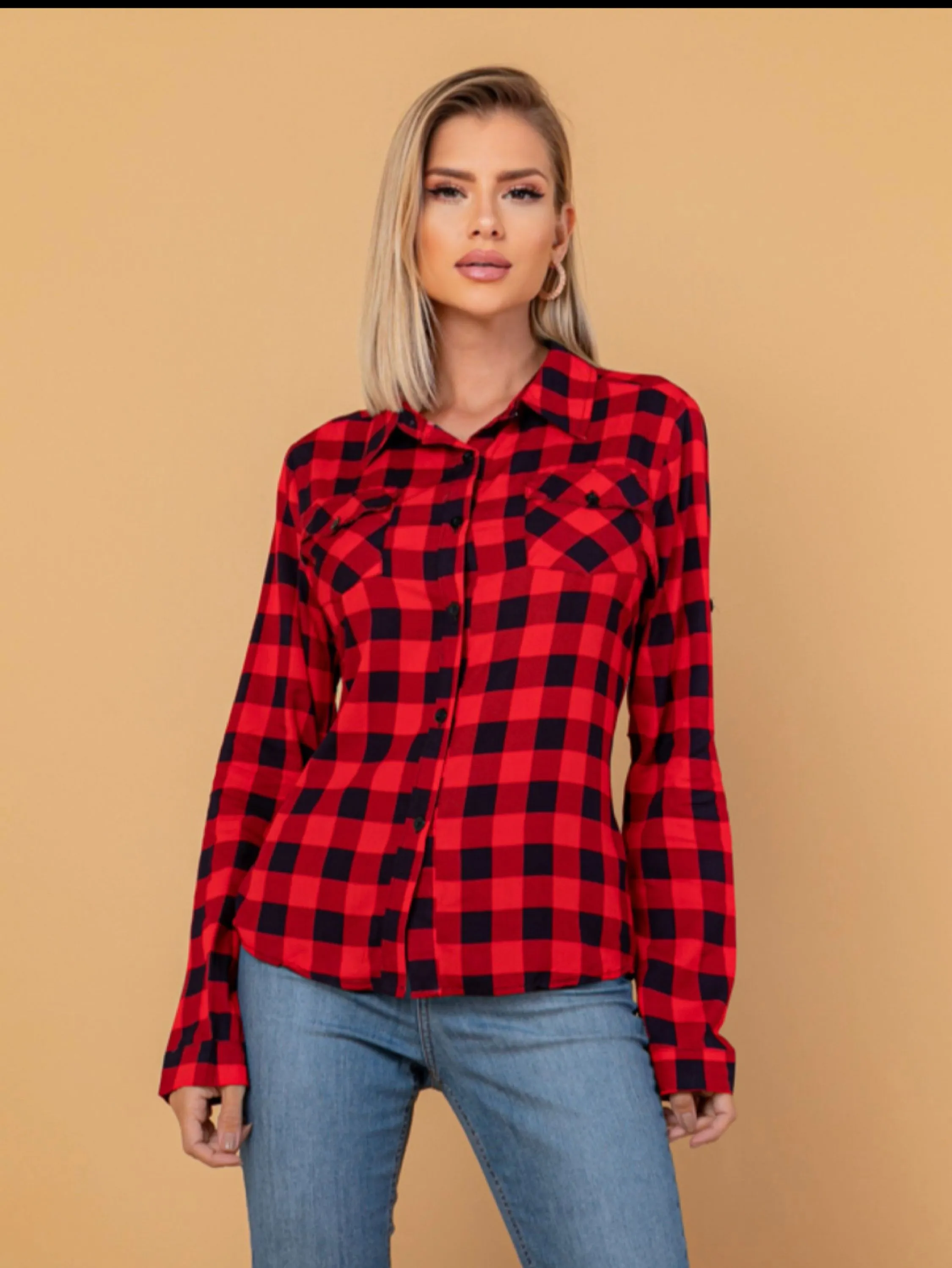 Camisa xadrez importado moda Feminina (YJ801)