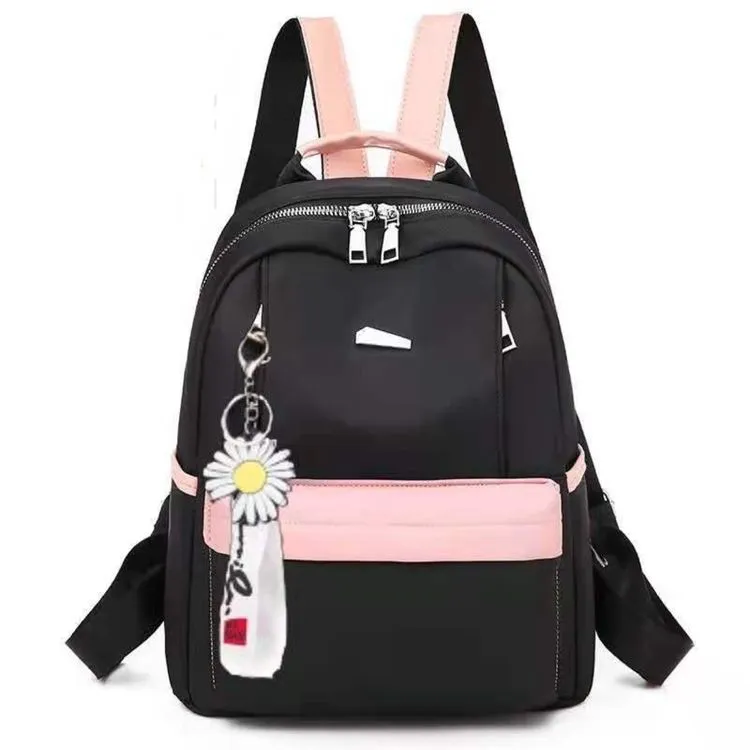 Mochila de nylon casual Feminina Casual/ à prova d'água / mochila escolar com o acessório da flor  07-3192