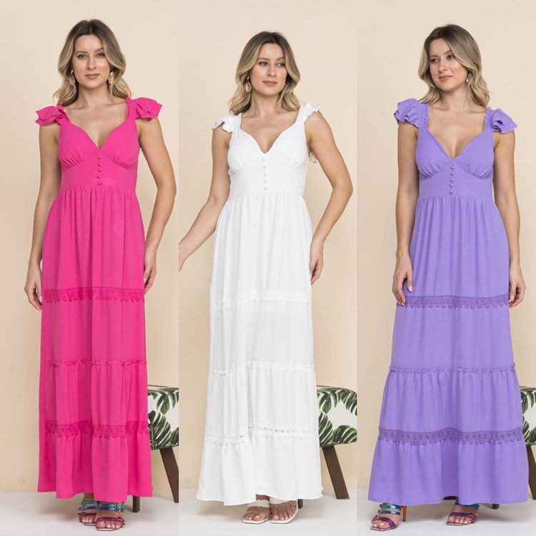 Vestido long com bojo QT565