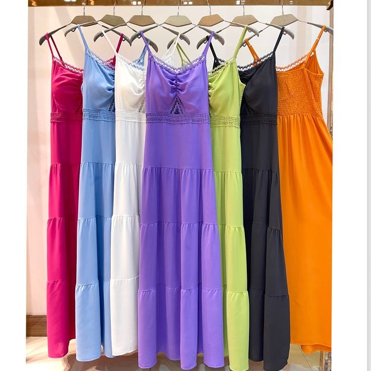 Vestido long com bojo QT566