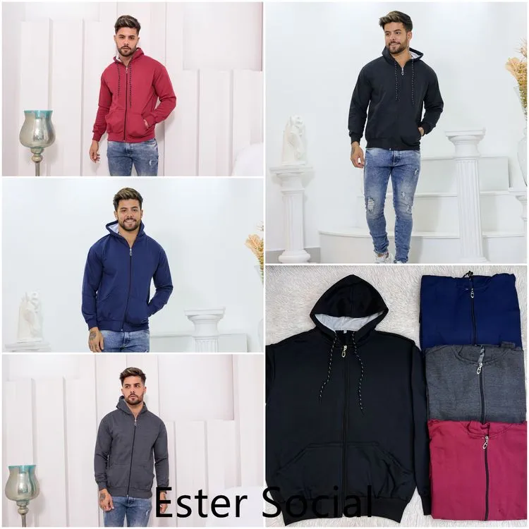 Jaqueta de moletom Masculino Com Elastano Roupa para Frio