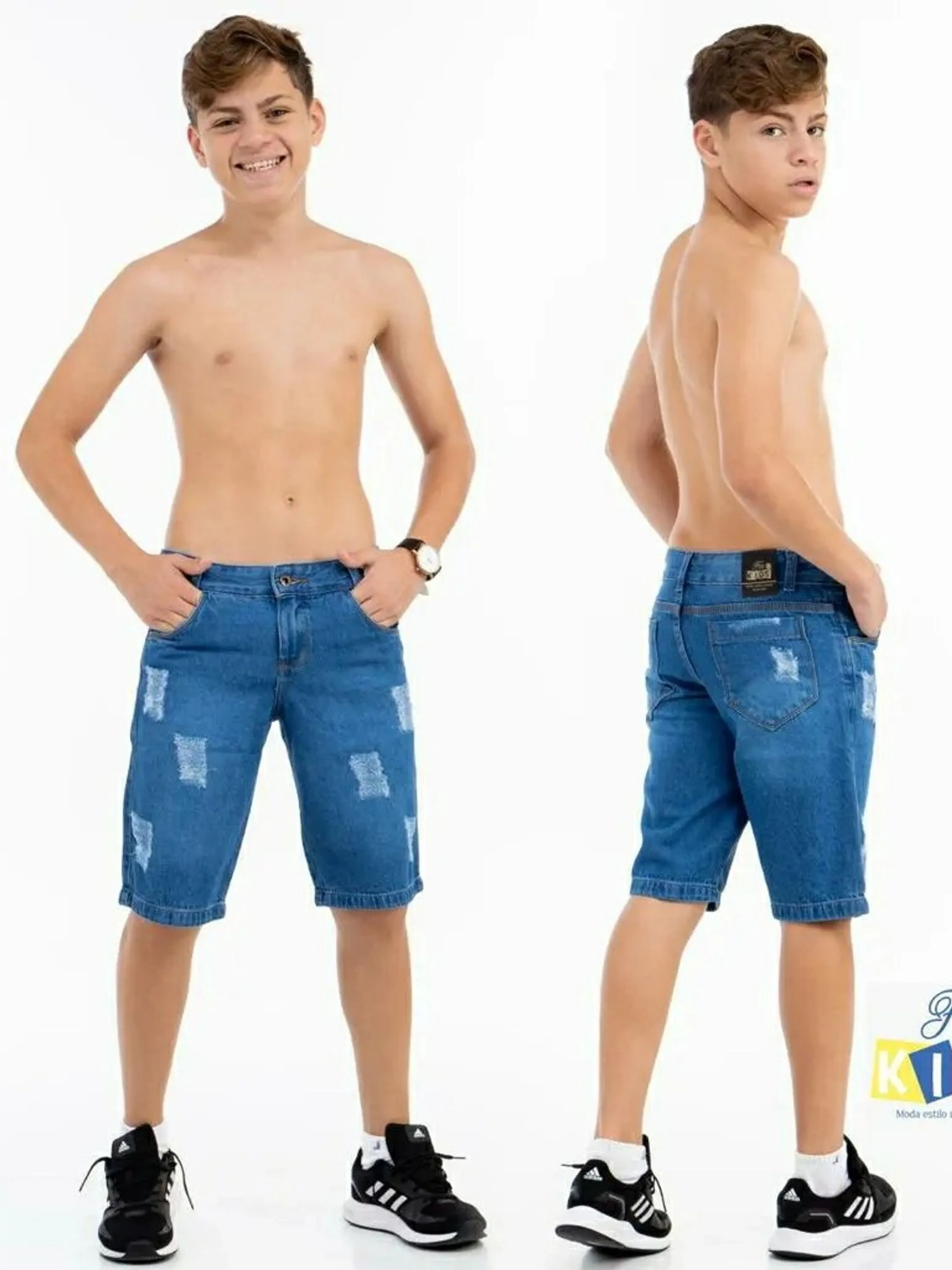 Short jeans infantil e juvenil com regulador interno TM. 4 ao 16