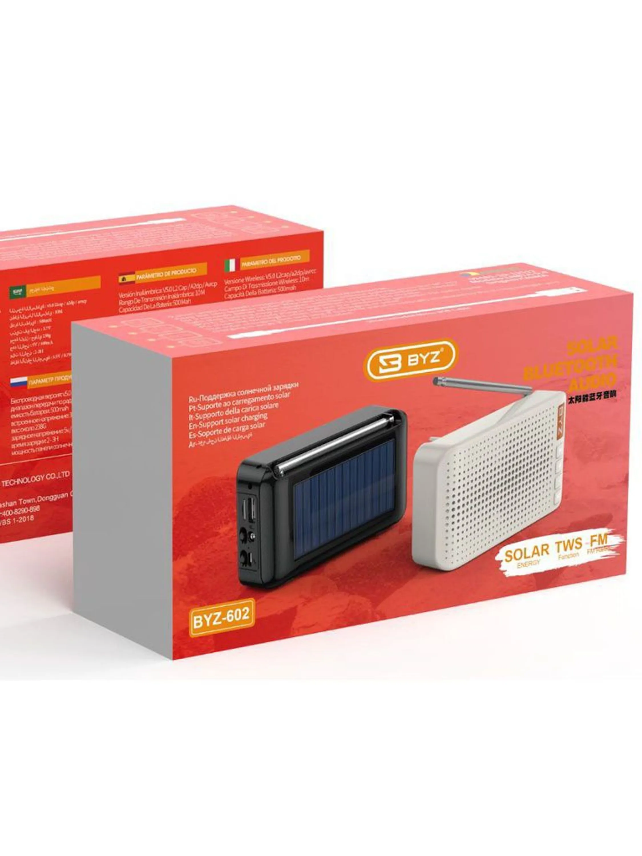 Caixa de som Bluetooth c/carregamento solar BYZ-602