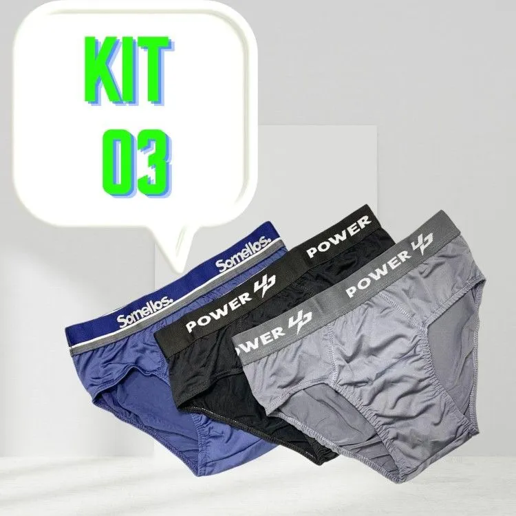 Kit 03 Cueca Slip Microfibra Com Cós