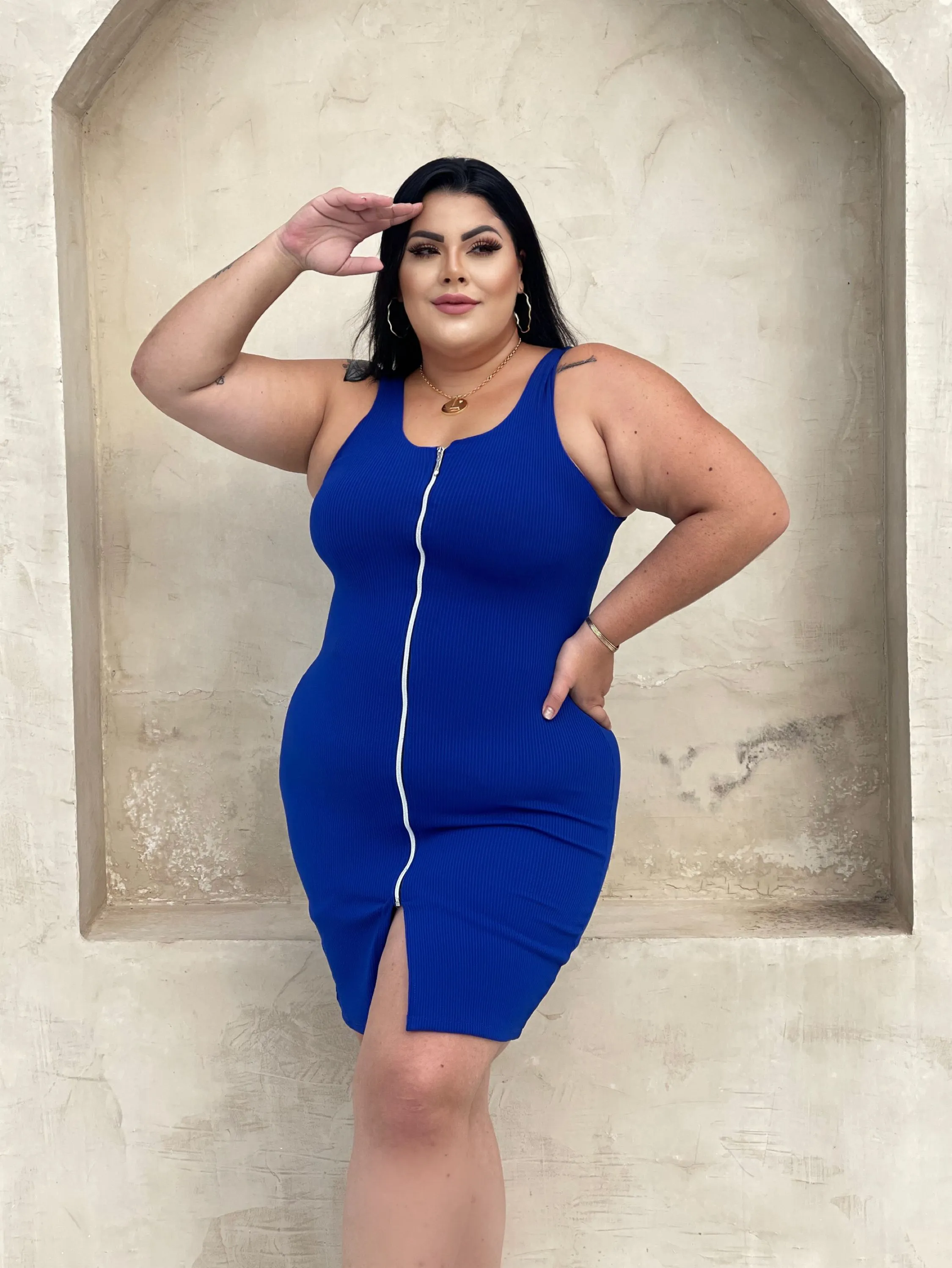 Vestido GG  alça  tecido anarruga