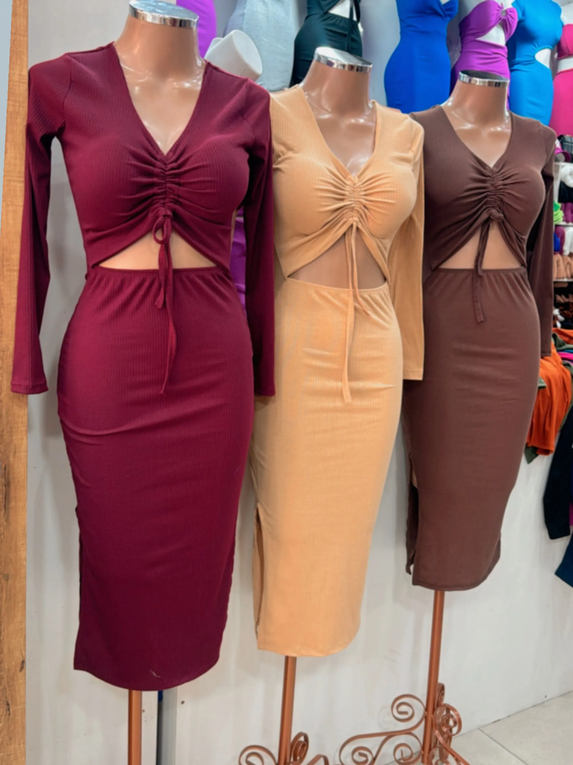 Vestido manga longa puxadinho Alexa