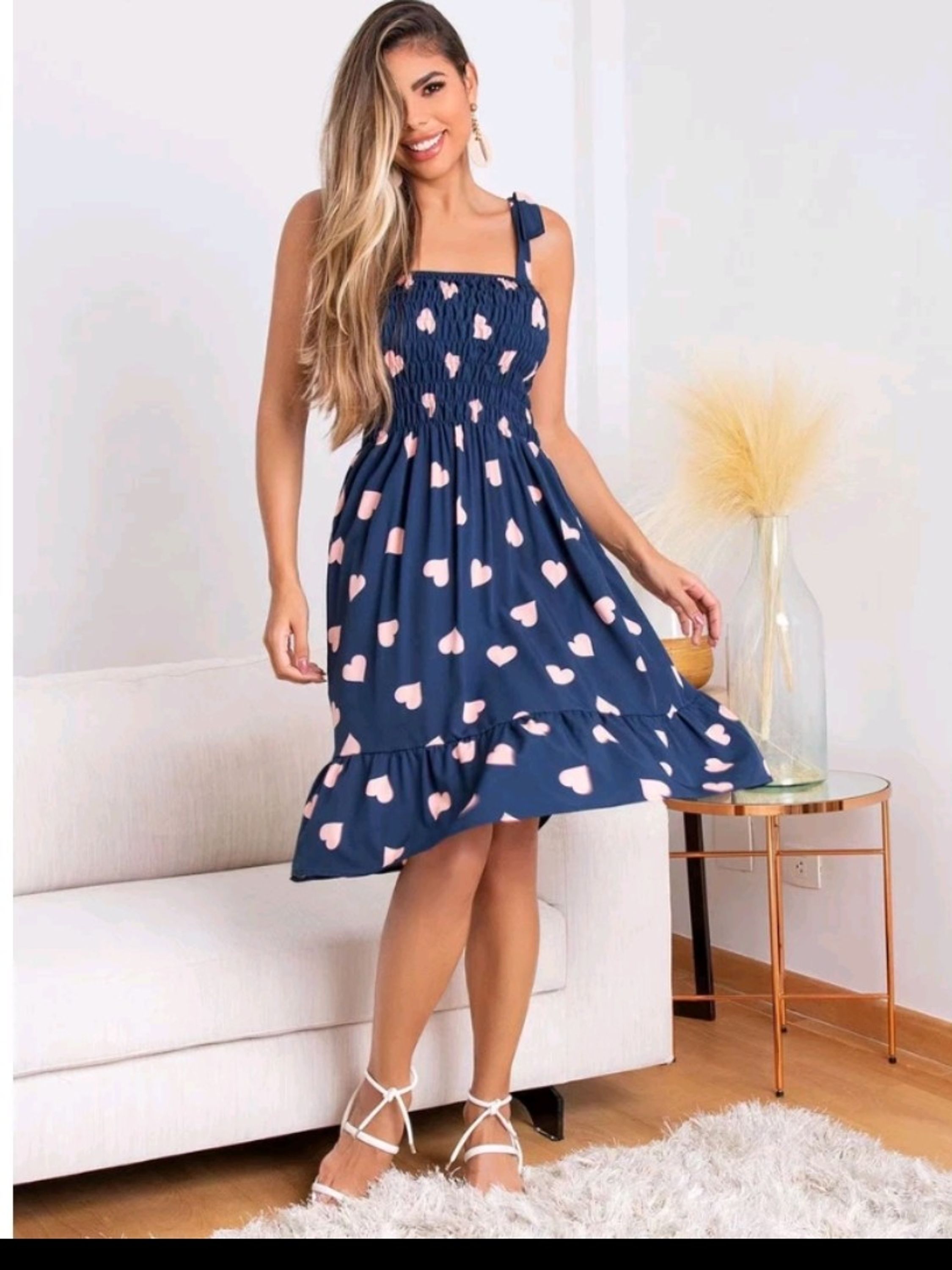 Promoção vestido lastex estampa coração